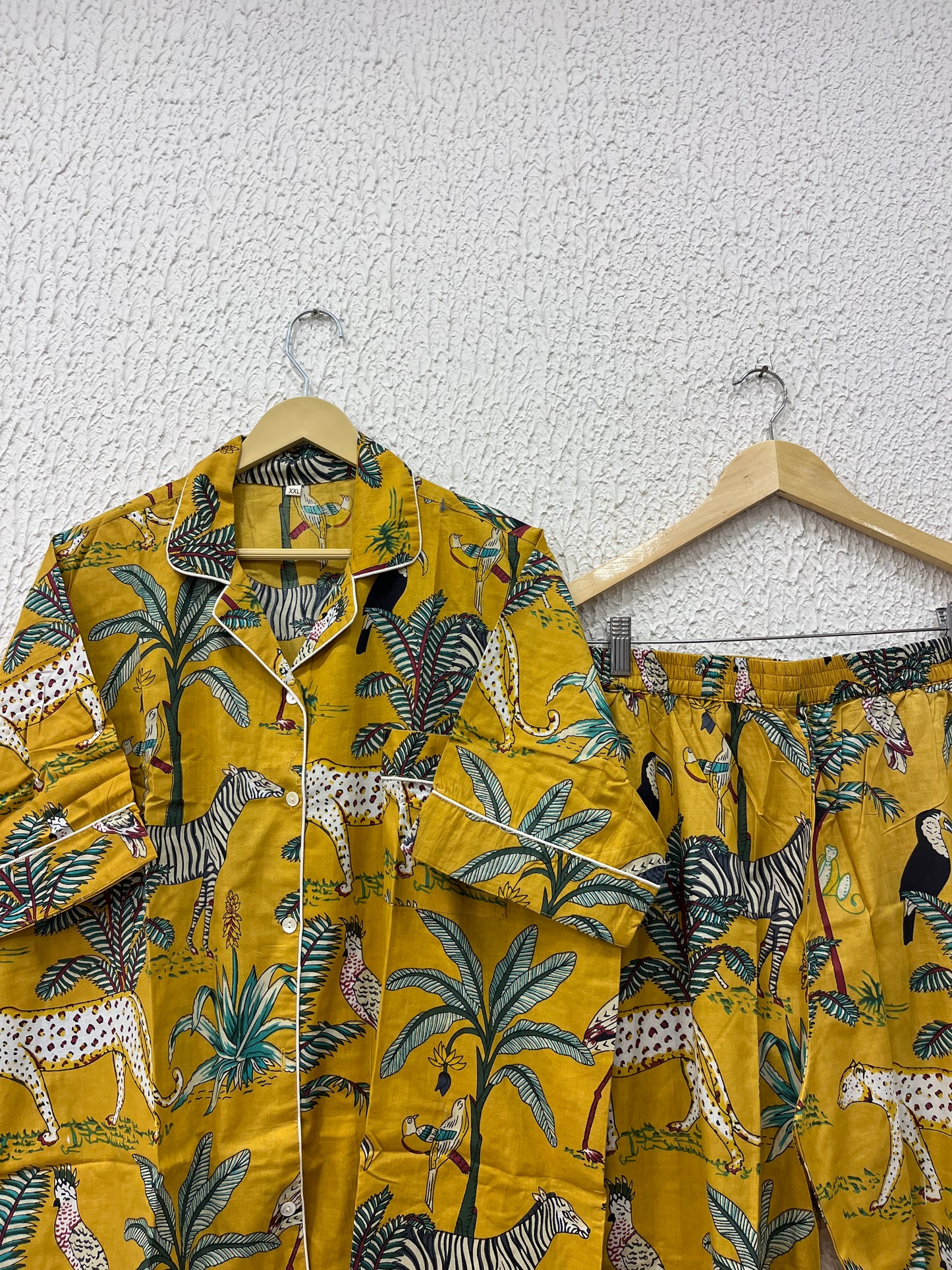 Mustard Animal Printed Cotton Coordset.