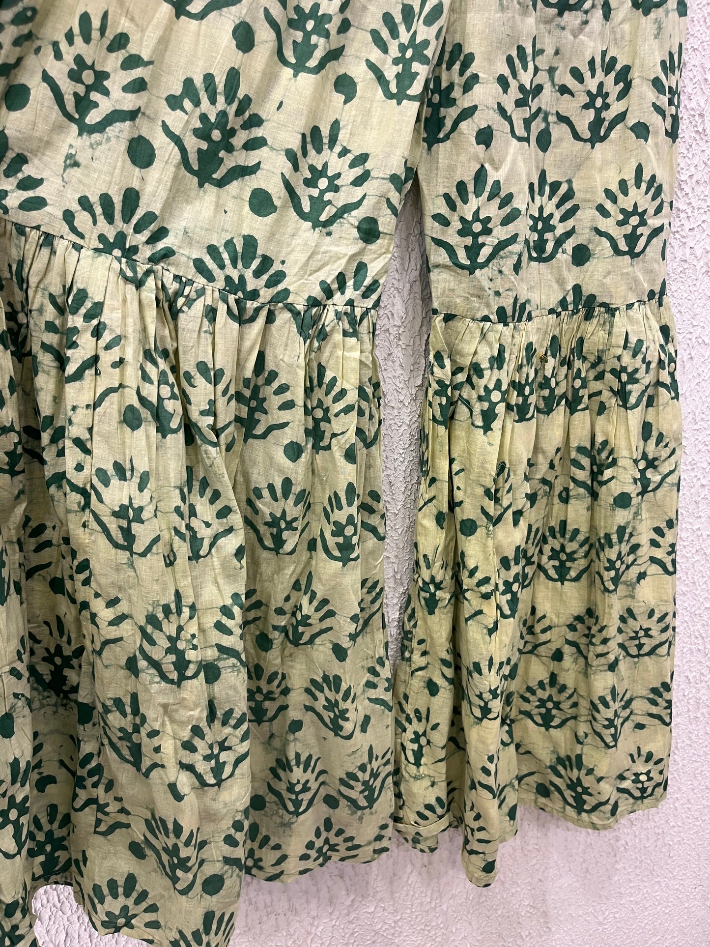 Green Floral Printed Cotton Kurta Sharara Set