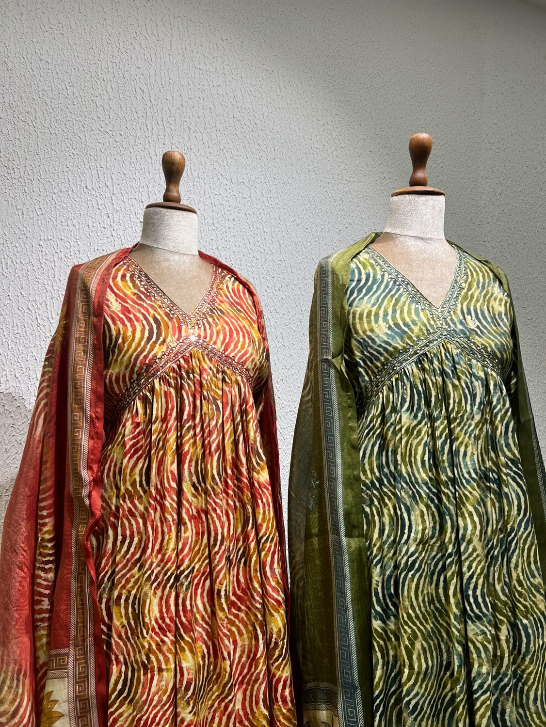 Muslin Lehriya Alia Cut Anarkali Suit Set