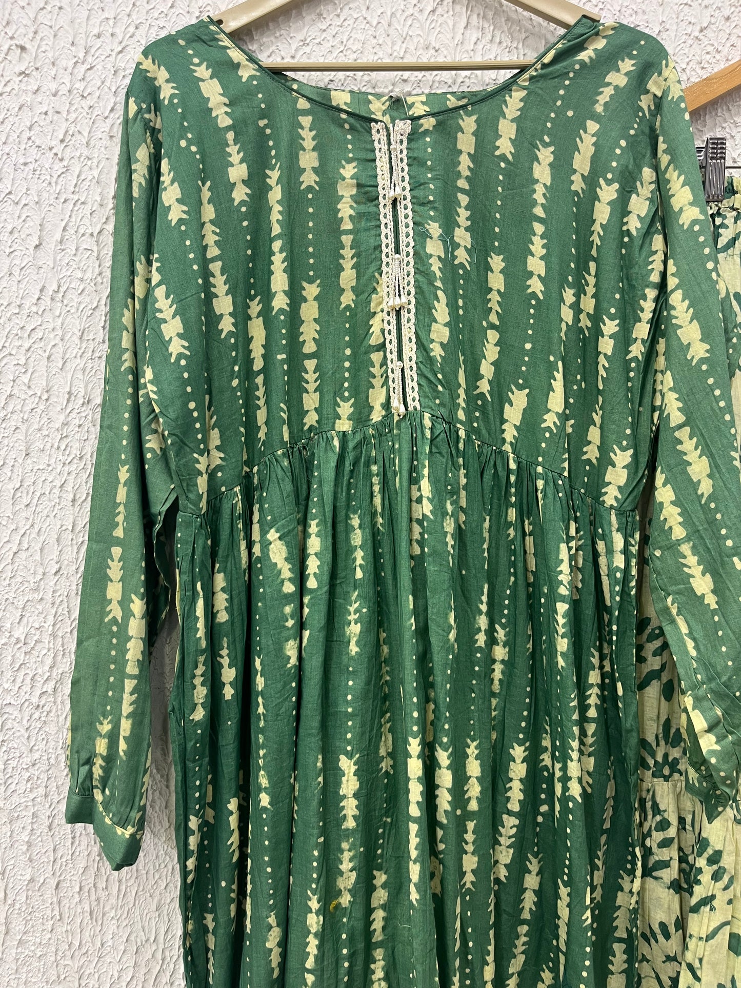 Green Floral Printed Cotton Kurta Sharara Set