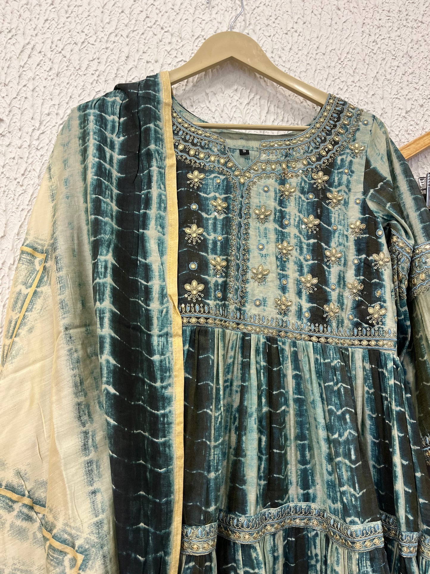 Green Muslin Anarkali Suit Set