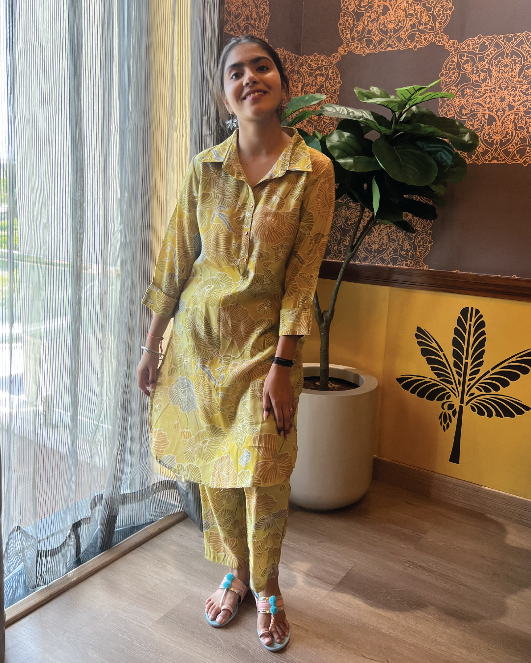Green Floral Muslin Co-ord Set