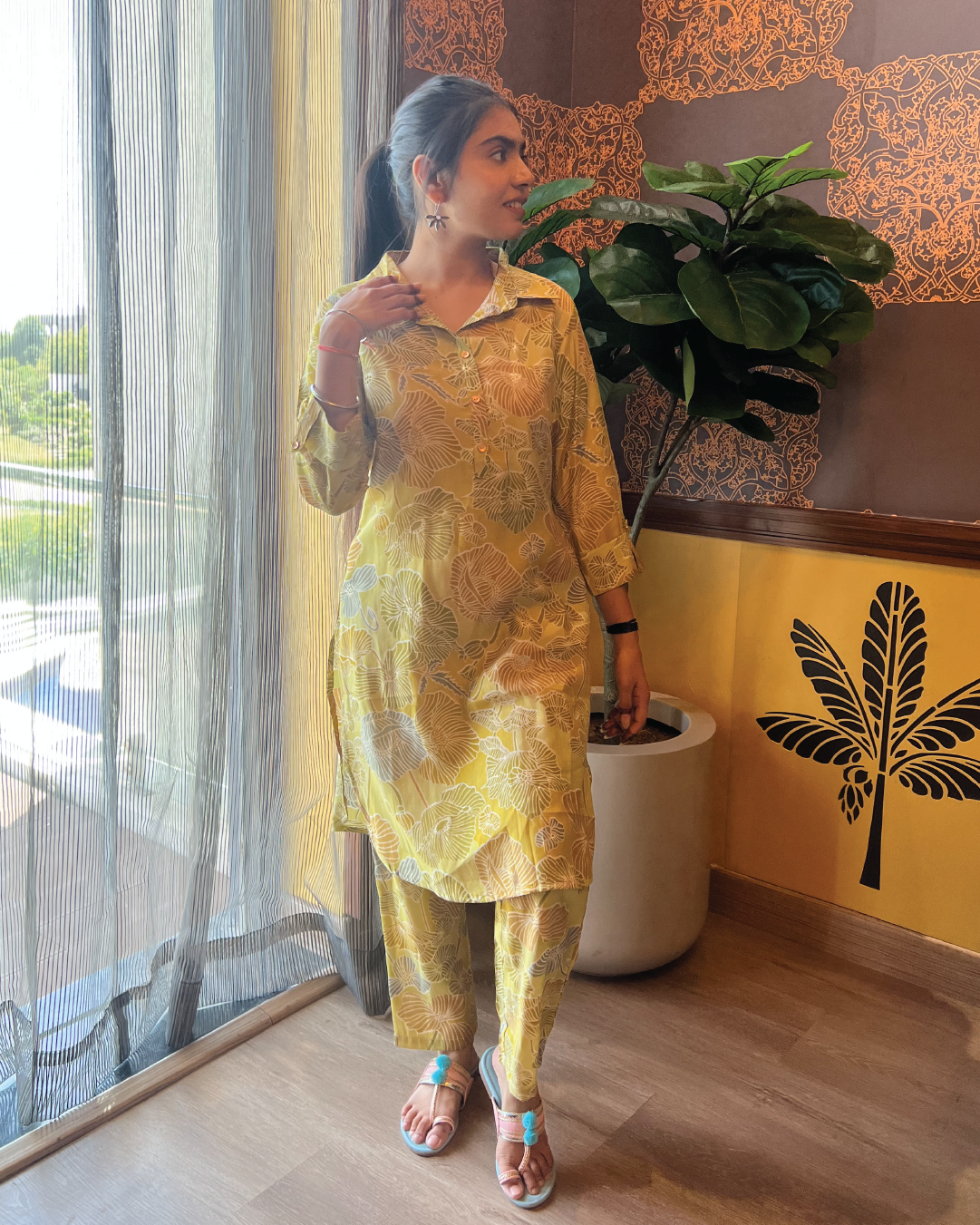 Green Floral Muslin Co-ord Set