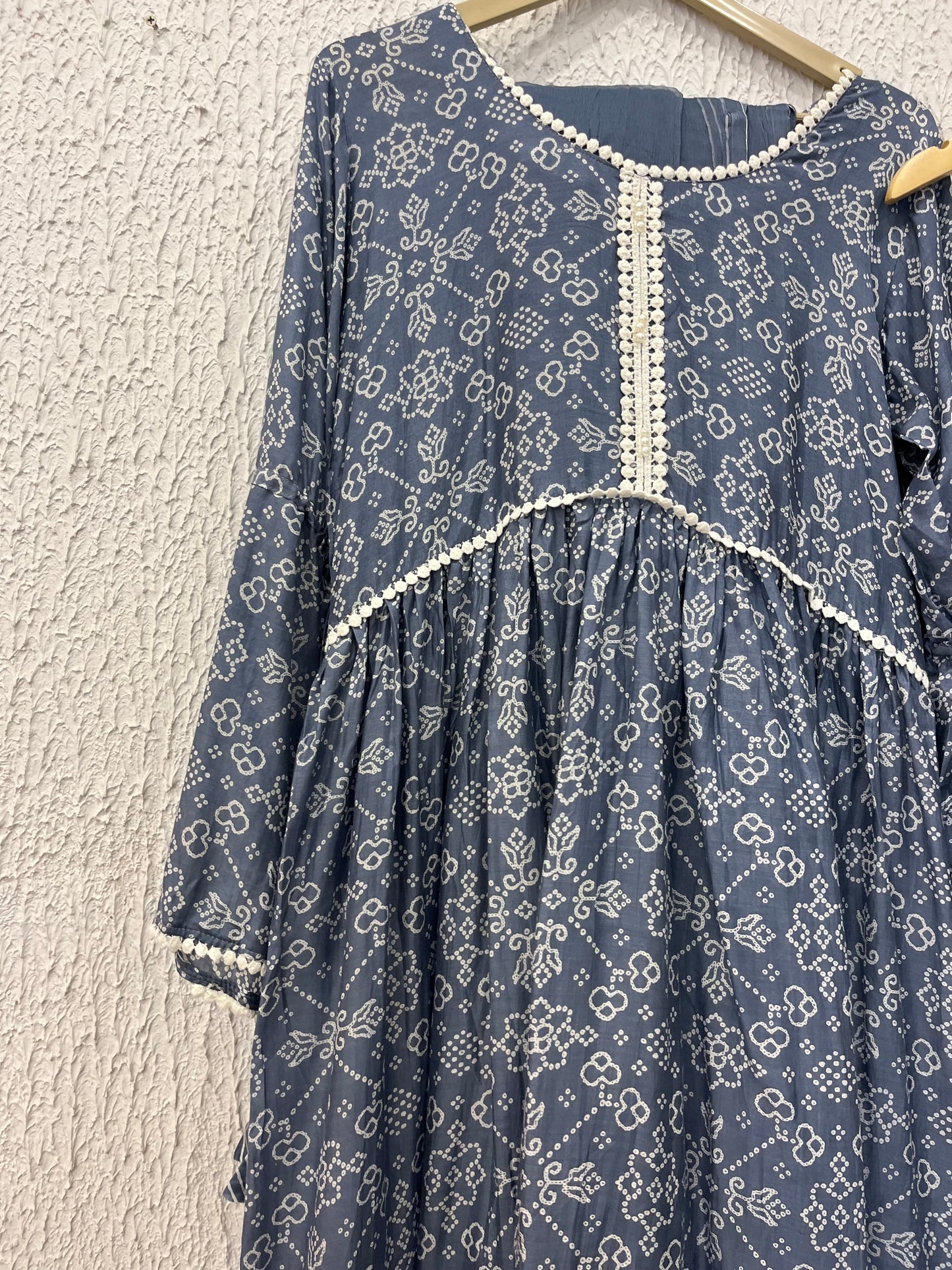 Blue Muslin Anarkali Suit Set