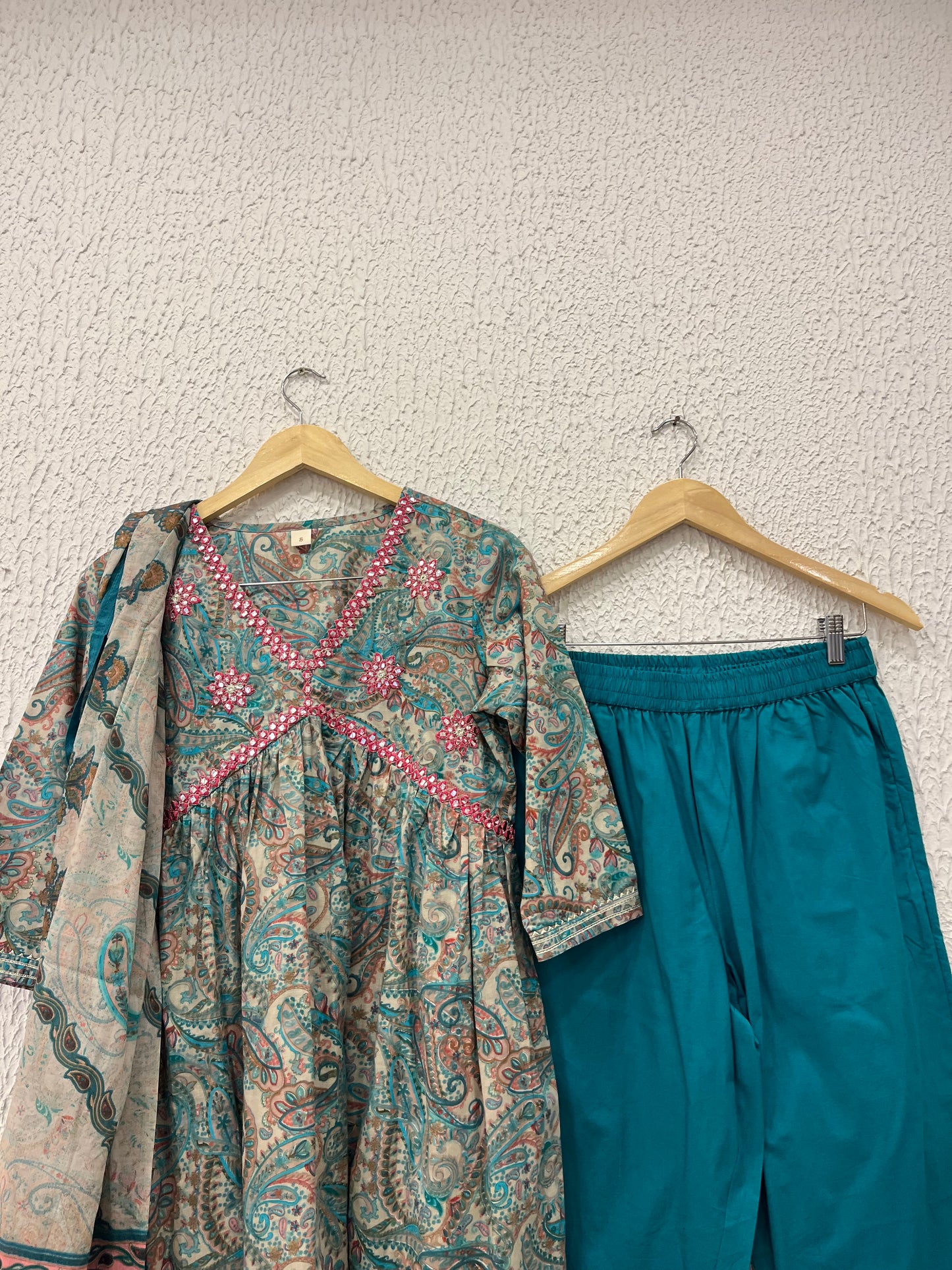 Blue Printed cotton with Printed Dupatta