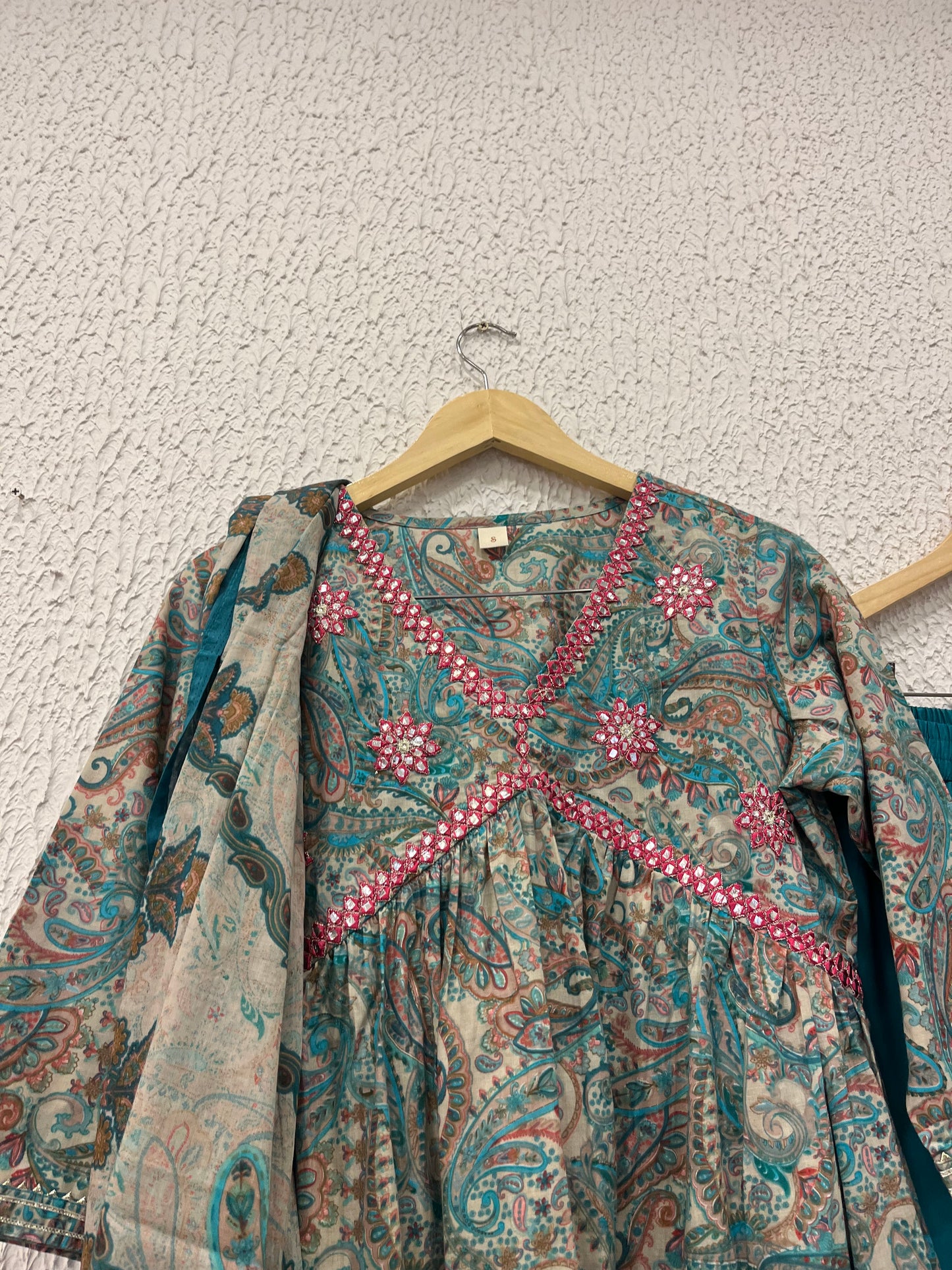 Blue Printed cotton with Printed Dupatta