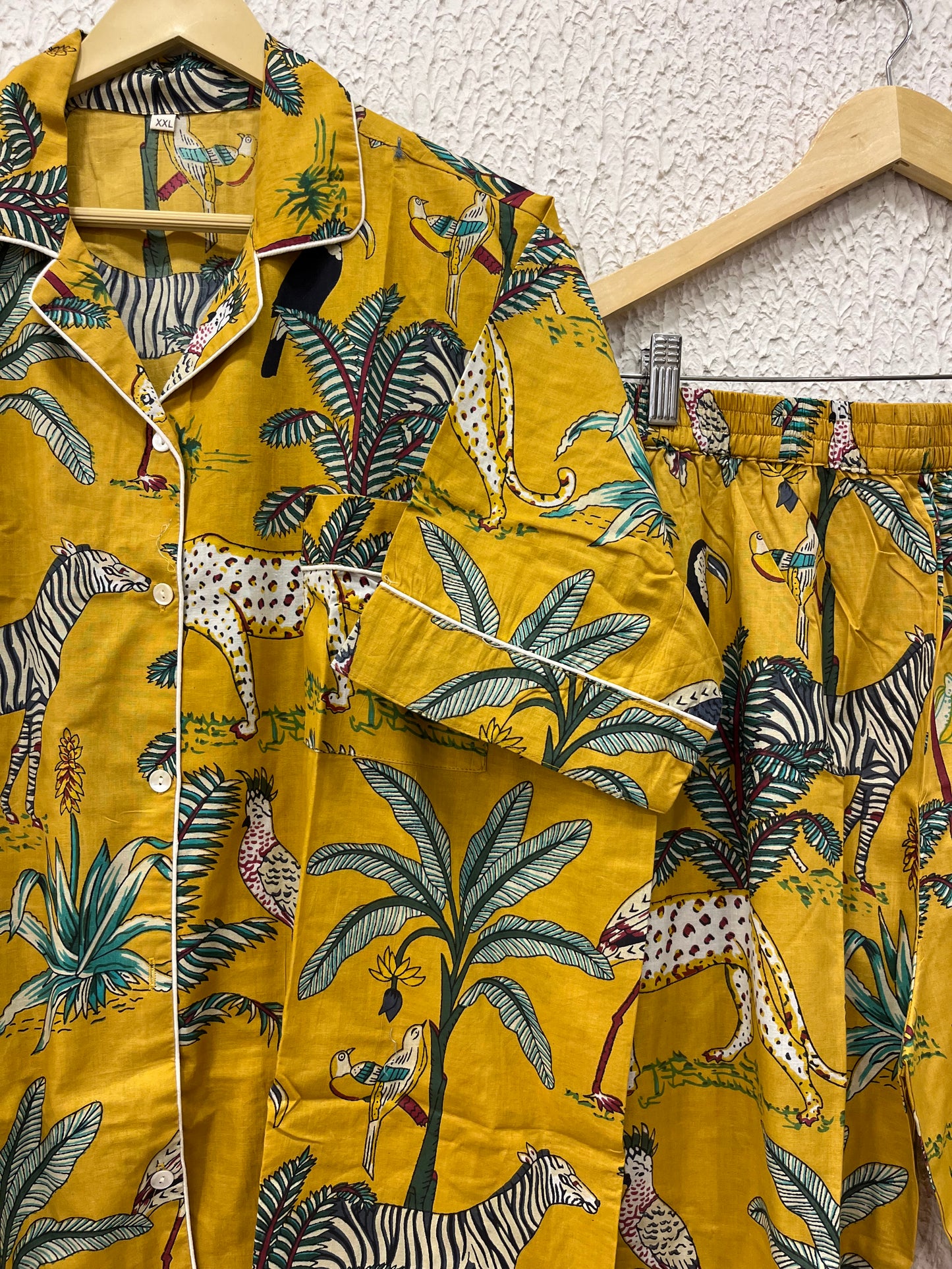 Mustard Animal Printed Cotton Coordset.