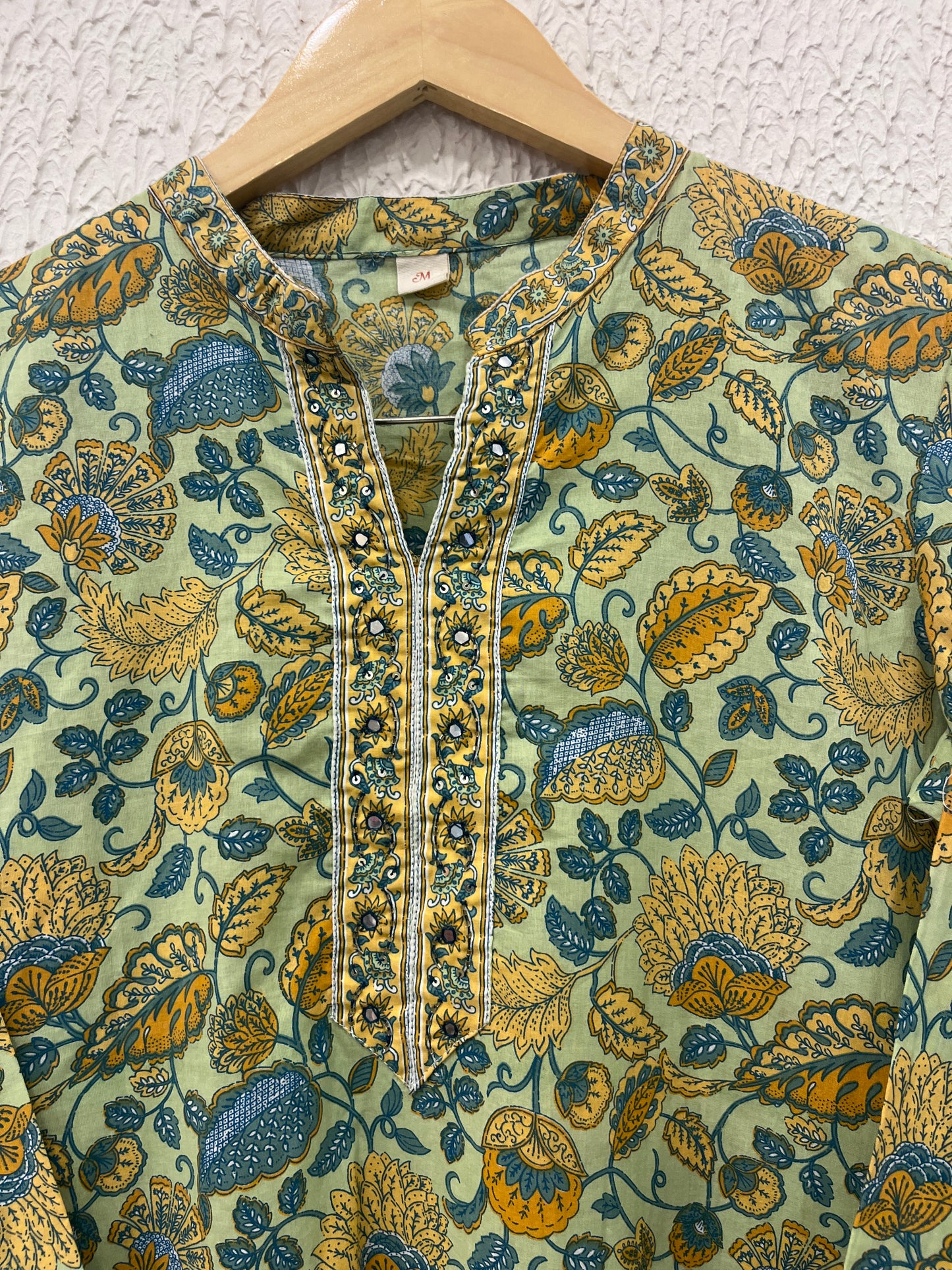 Green Floral Printed Cotton Kurta Set
