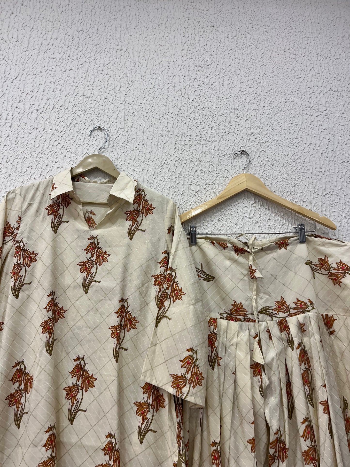 Beige Printed Muslin Co-ord Set
