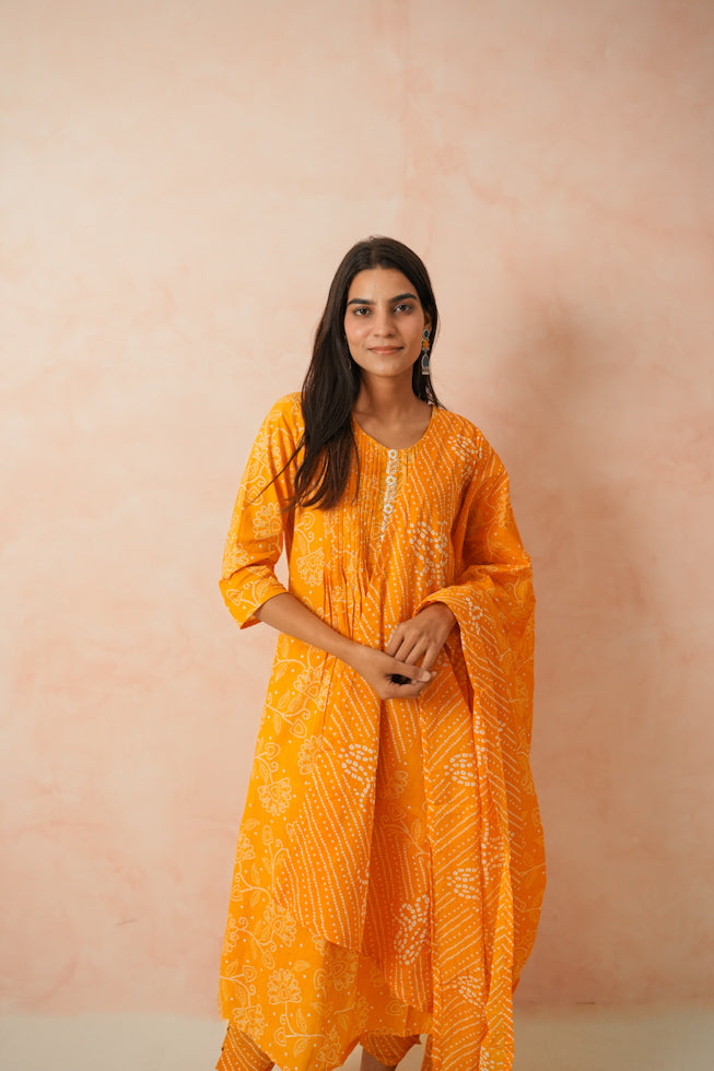 Bandhani Cotton Suit Set