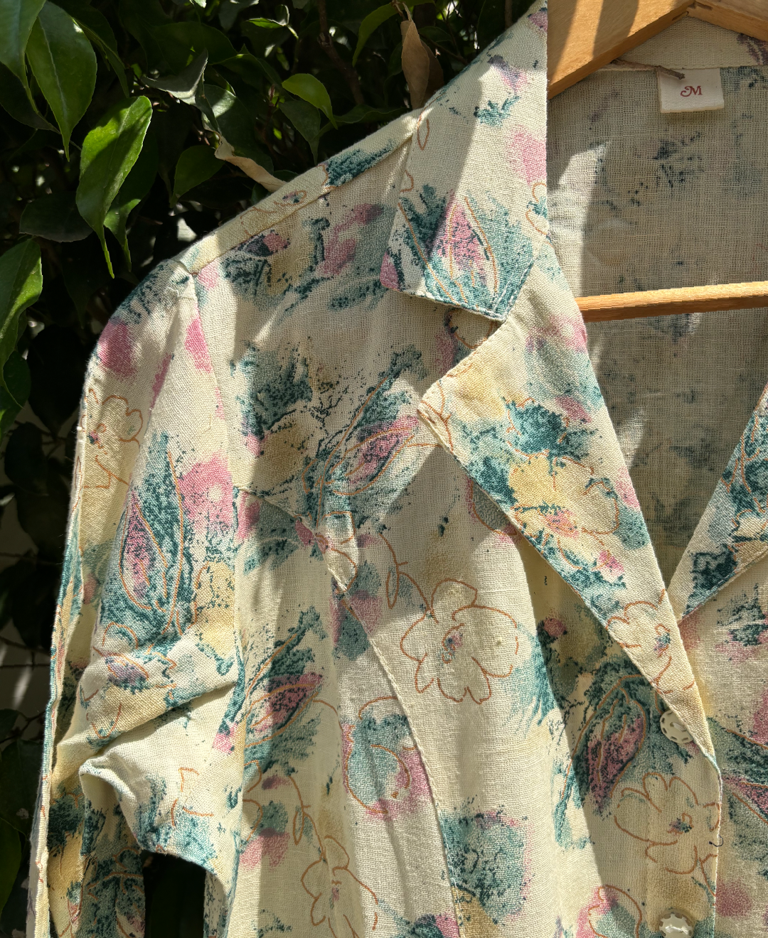 Light Floral Printed Cotton Flax Aline Kurta