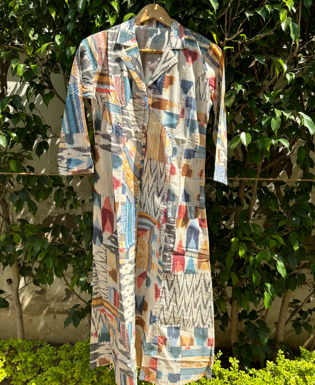 Multi Abstract Print Cotton Aline Kurta