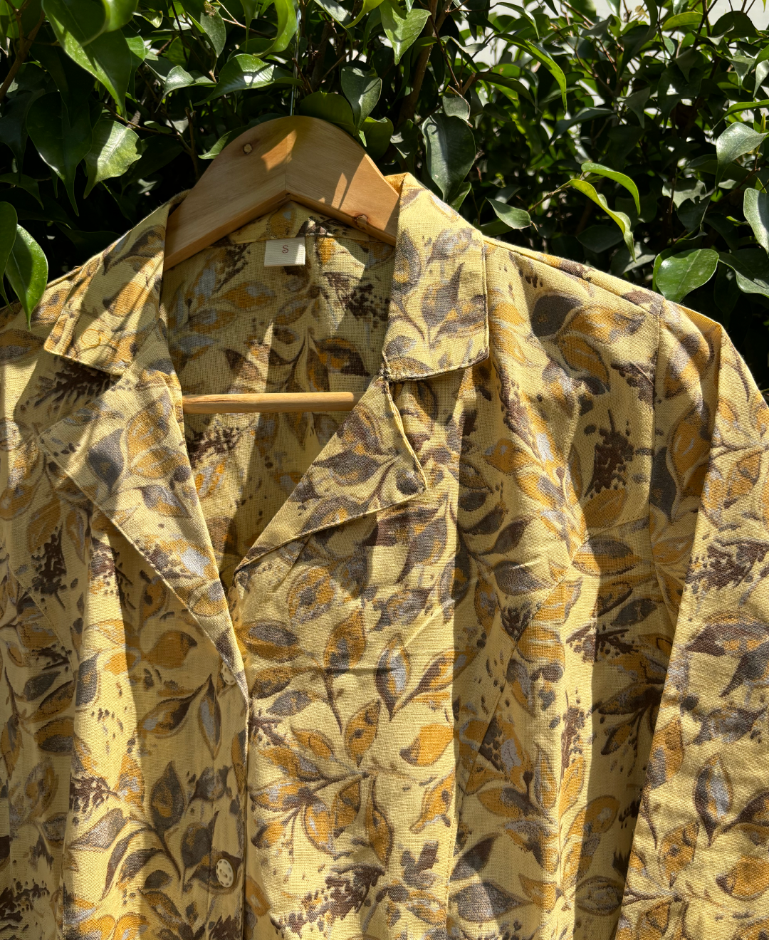 Lemon Cotton Flax Aline Kurta