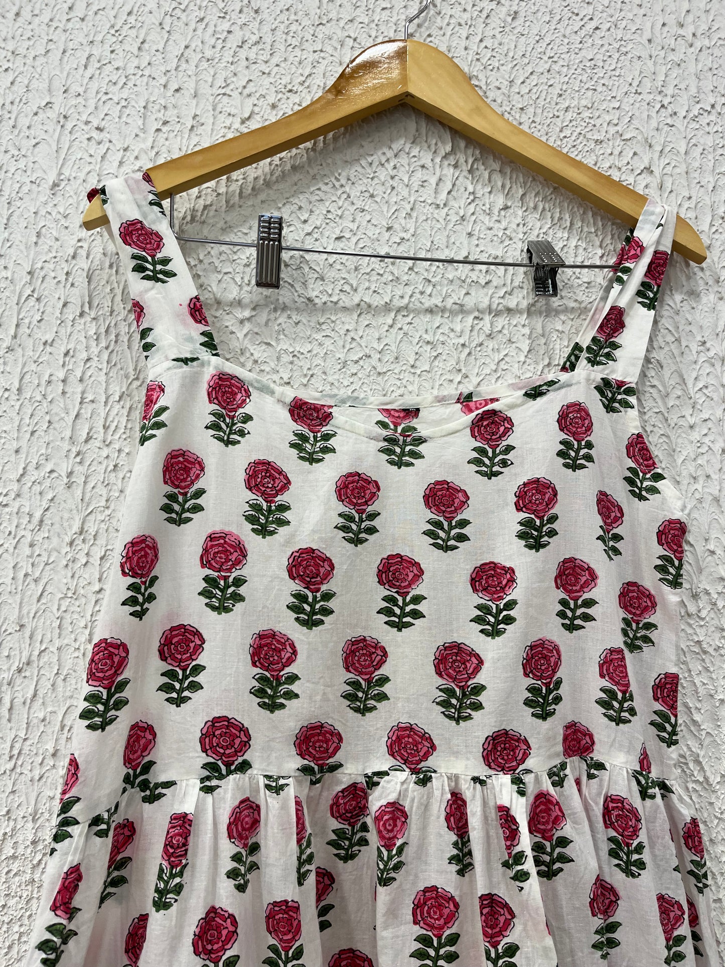 White Handblock Cotton Printed Dress