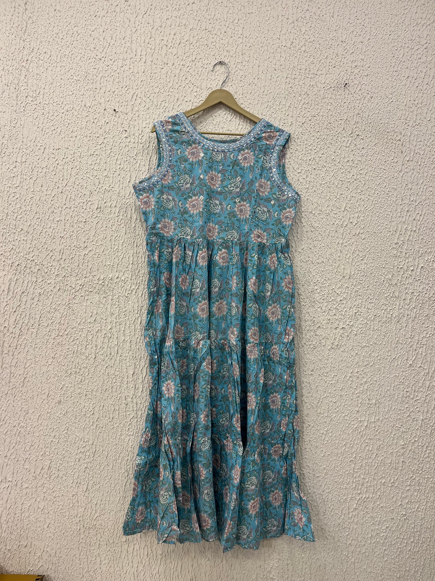 Blue printed cotton dress