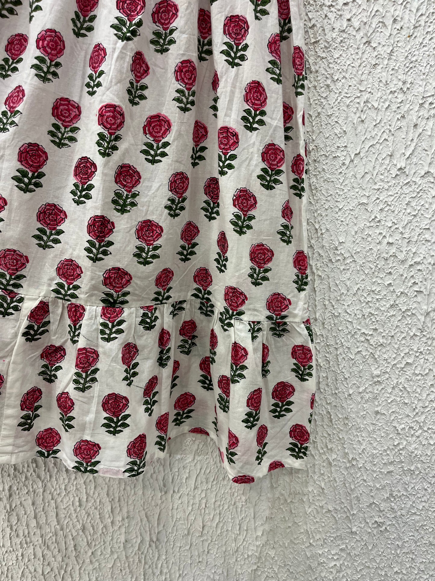 White Handblock Cotton Printed Dress