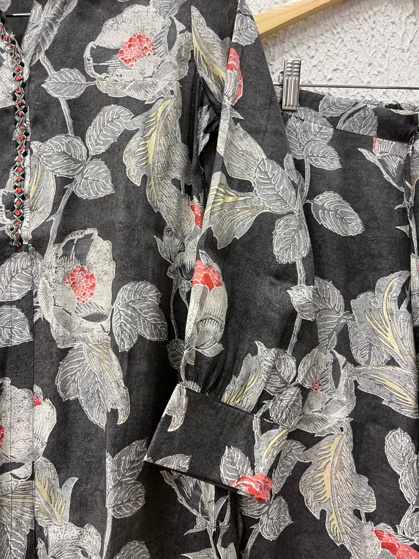 Charcoal Floral Printed Muslin Co-ord Set
