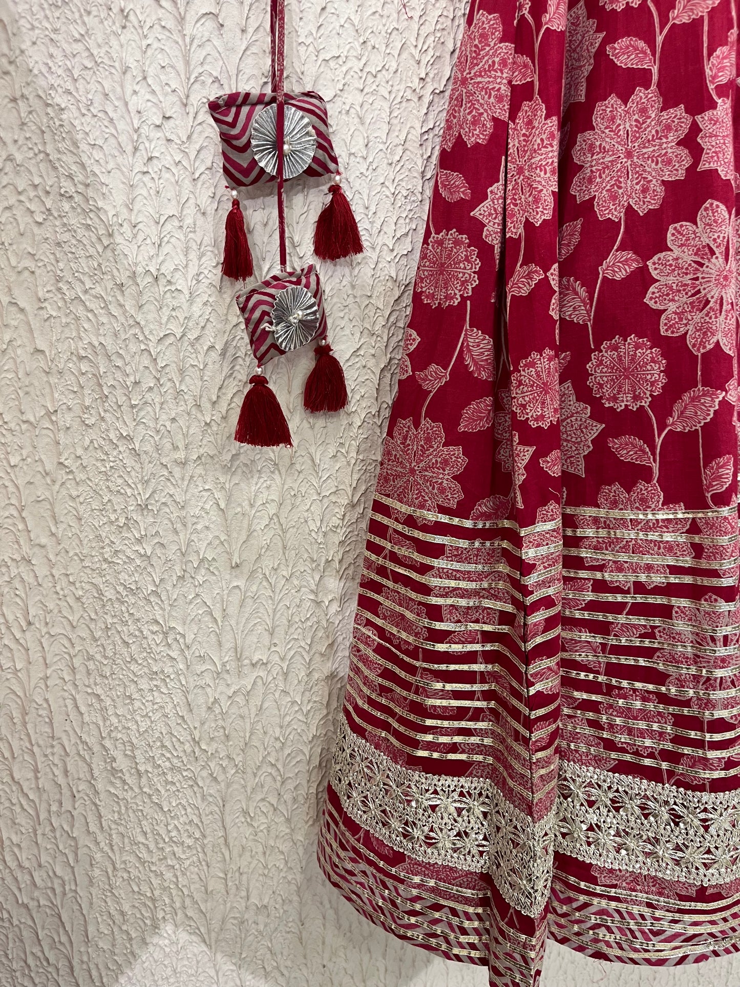Pink Printed Cotton Kurta Pant Set