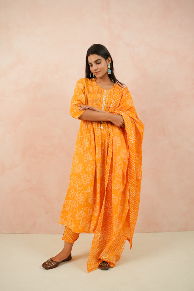 Bandhani Cotton Suit Set