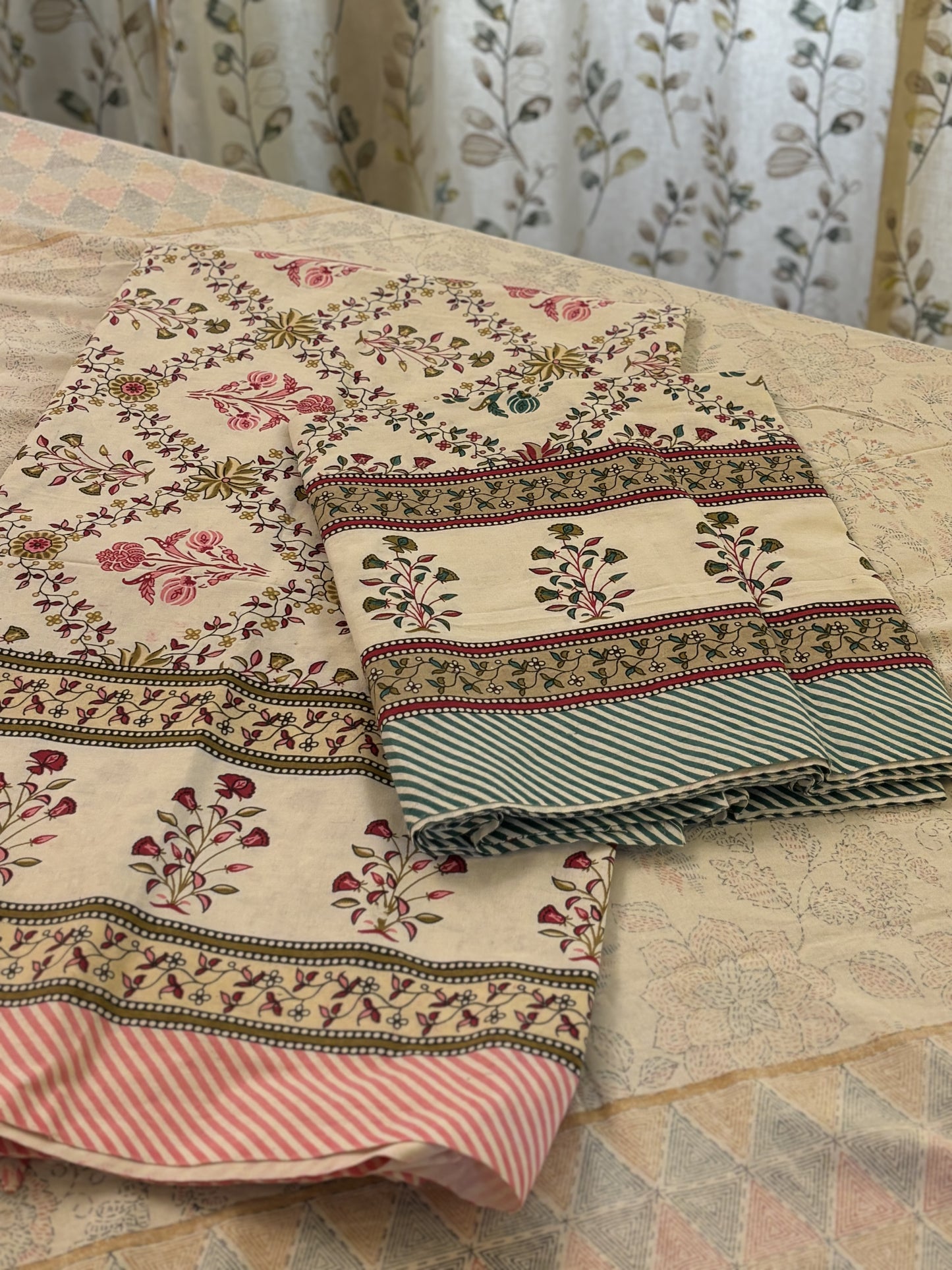 Rosa Bagh Block Print Pure Cotton Single Bed Sheet
