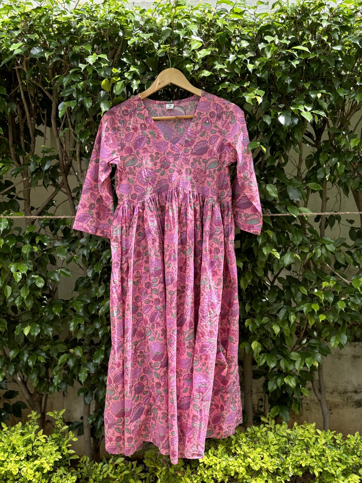 Pink Floral Alia Cut Anarkali Suit Set