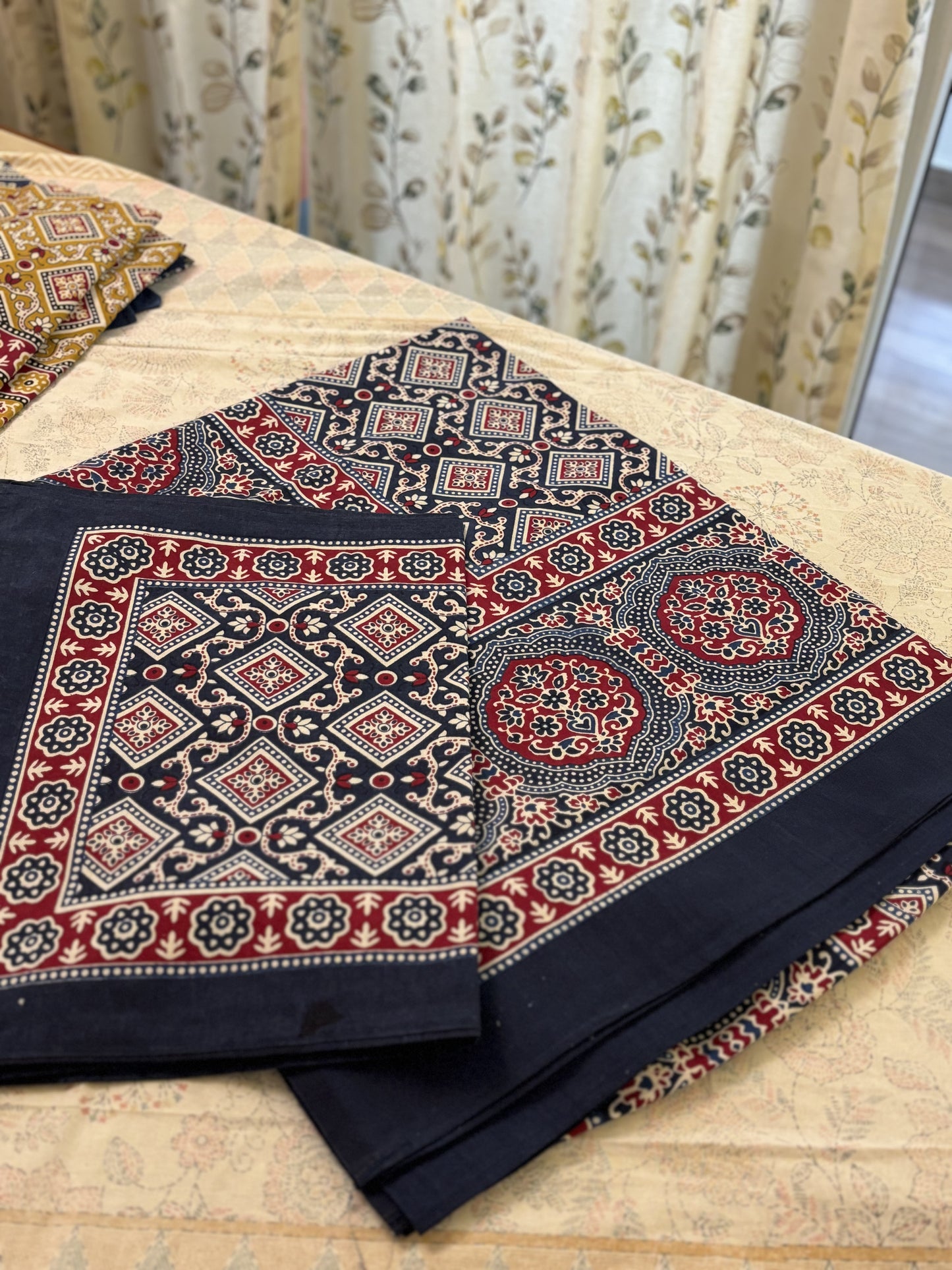 Ajrak Print Pure Cotton King Size Bed Sheet