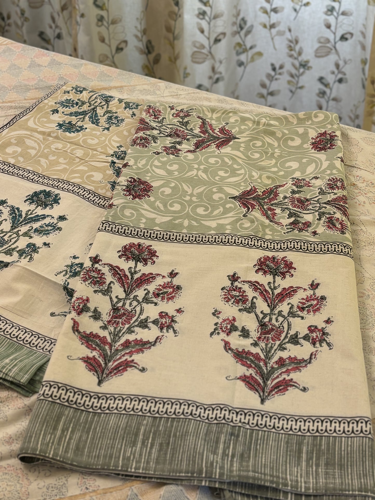 Rosa Butah Block Print Pure Cotton Single Bed Sheet