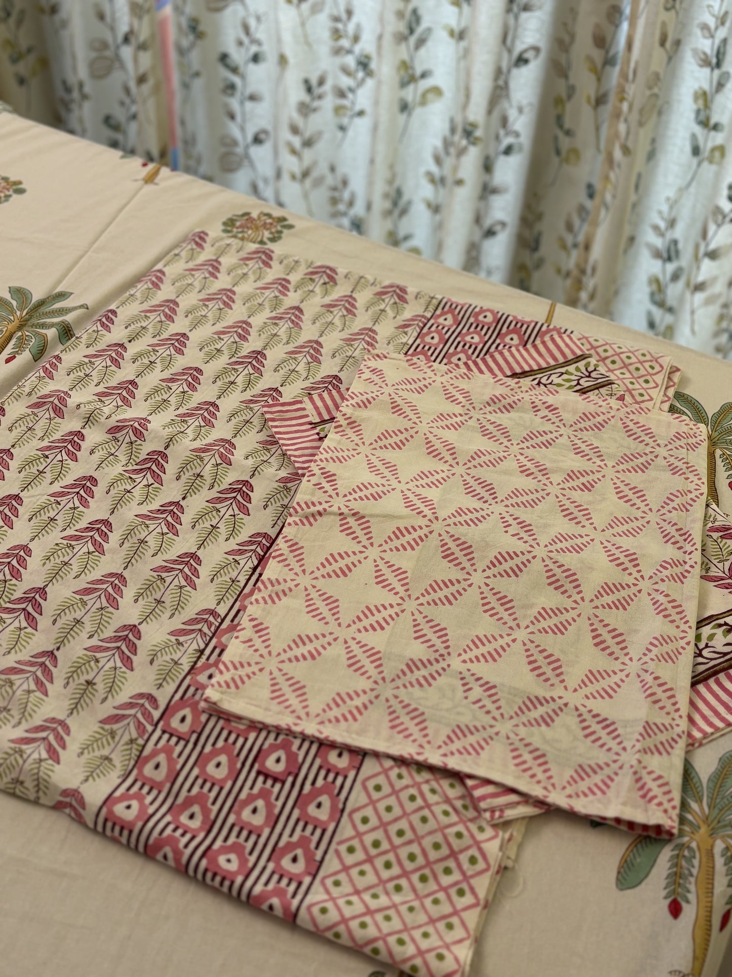 Pink Bagh Pure Hand Block Printed King Size Bed Sheet