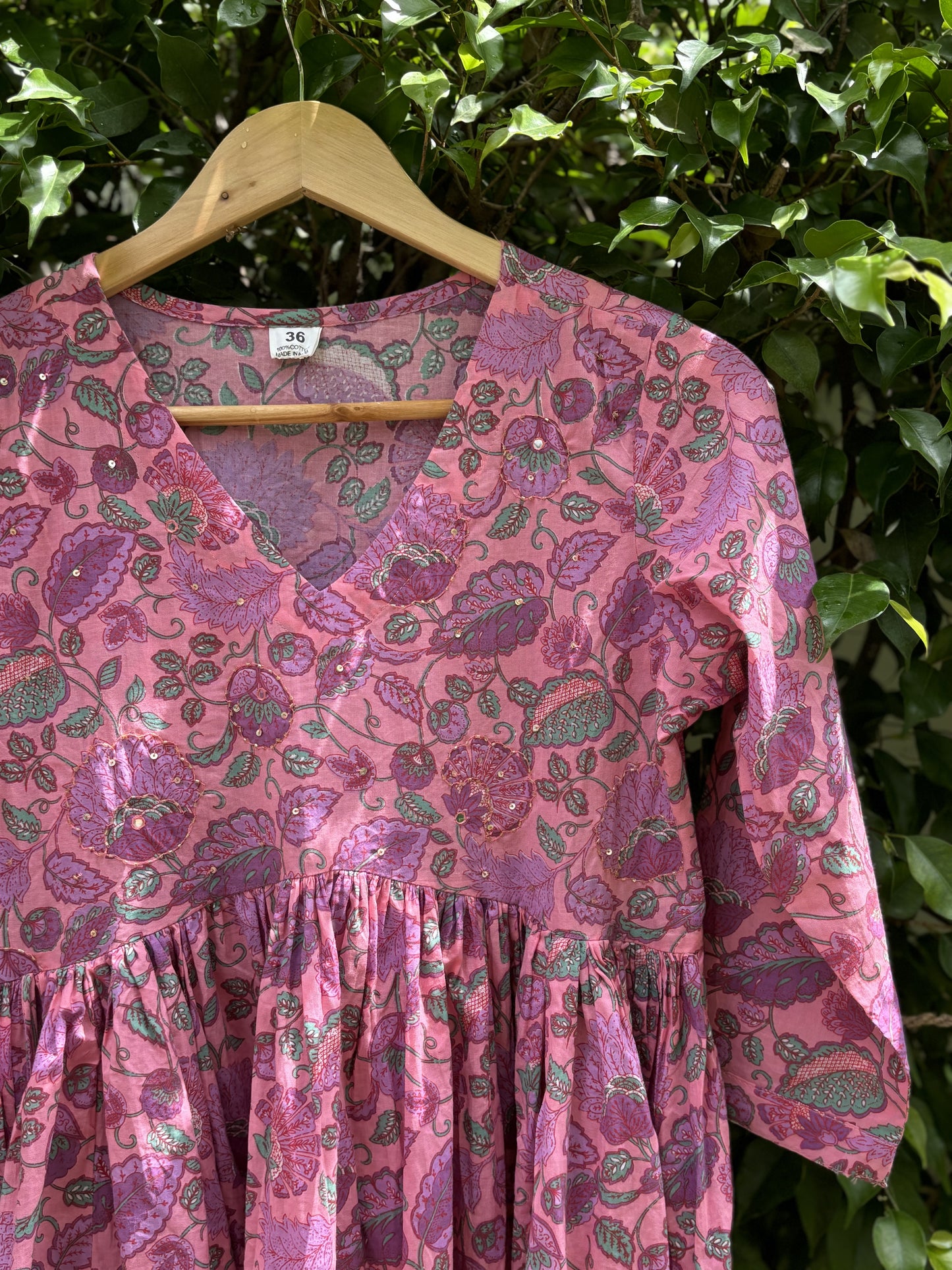 Pink Floral Alia Cut Anarkali Suit Set