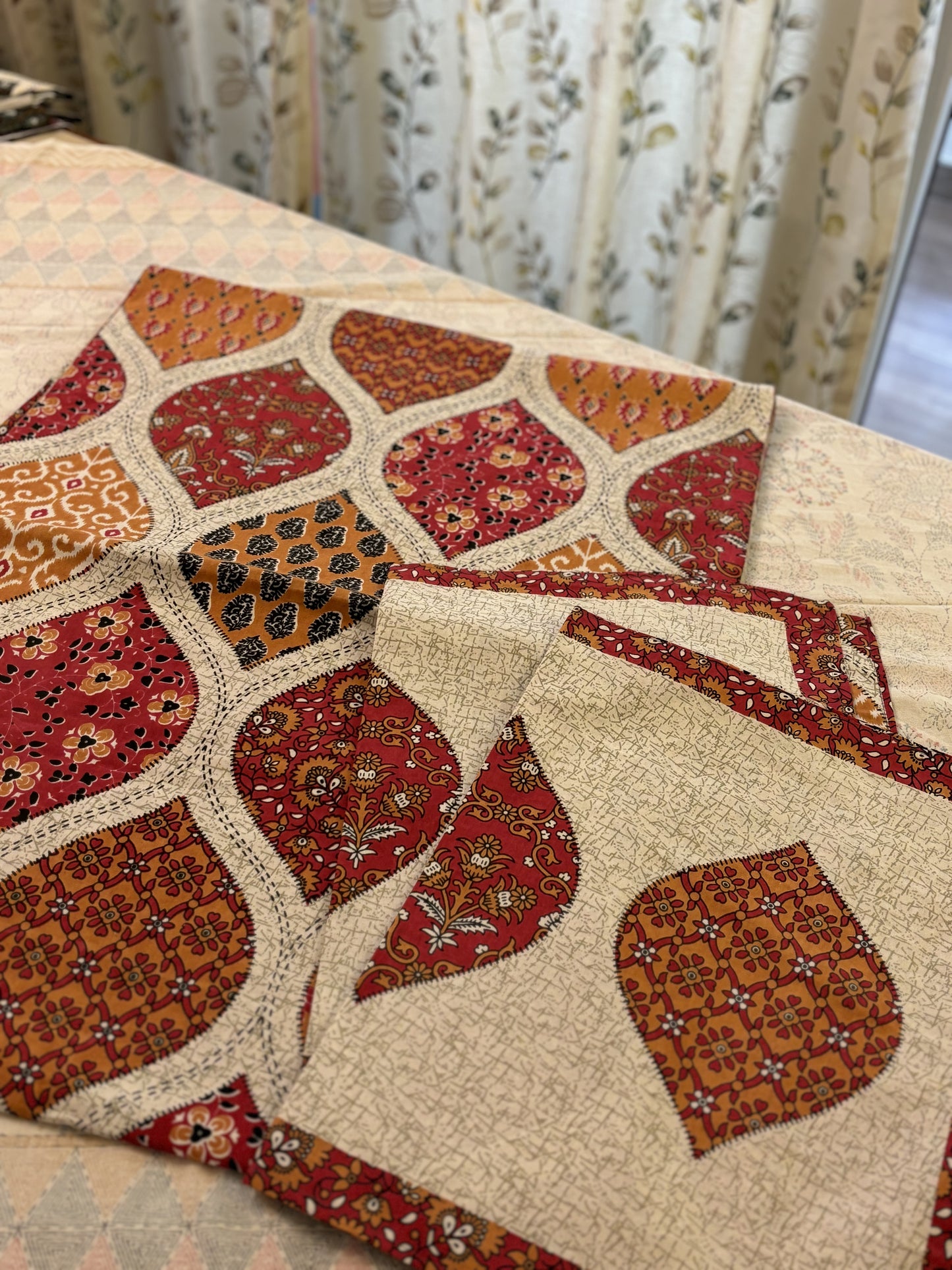 Brown Patchwork Print Cotton Bedsheet Set