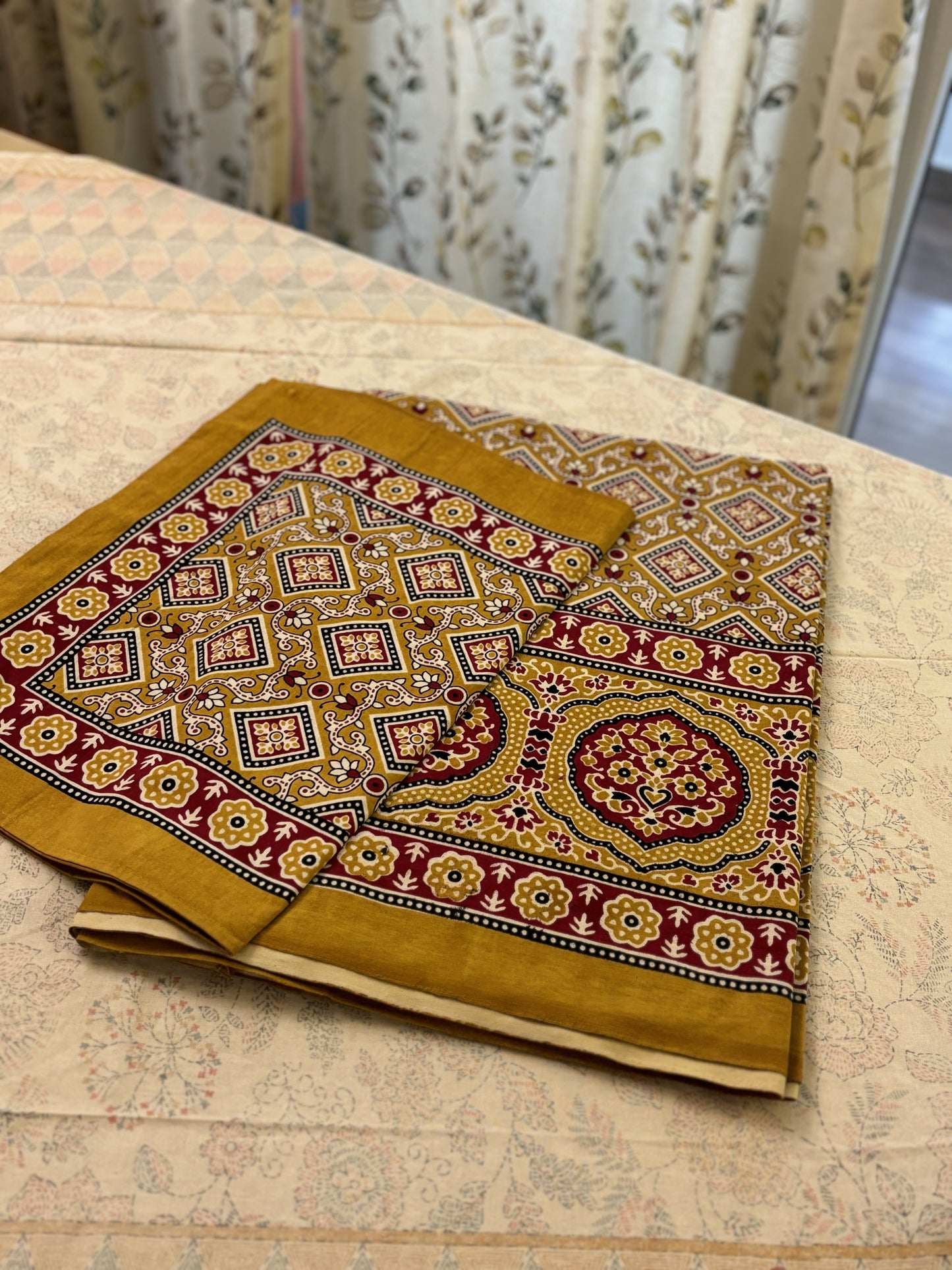 Ajrak Print Pure Cotton King Size Bed Sheet