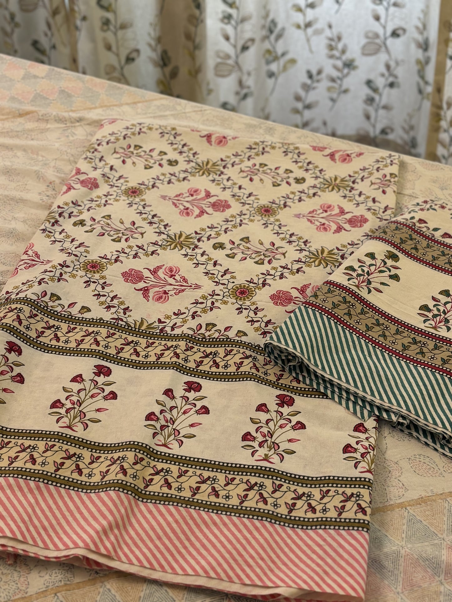 Rosa Bagh Block Print Pure Cotton Single Bed Sheet