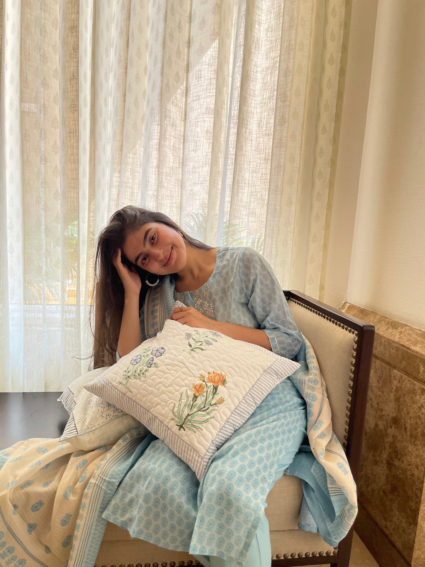 Hand Block Printed Pure Cotton Cushion Cover