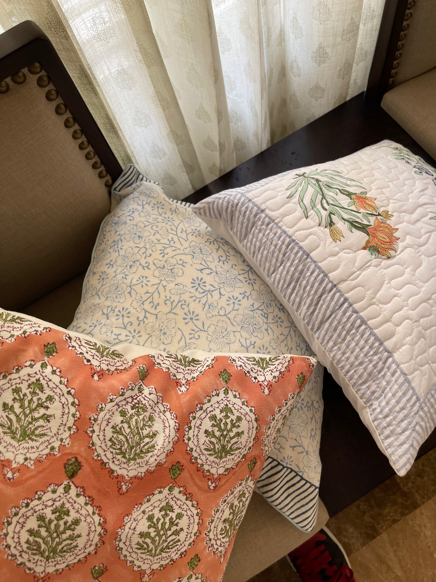 Cotton Slub Hand Block Printed Cushion Cover