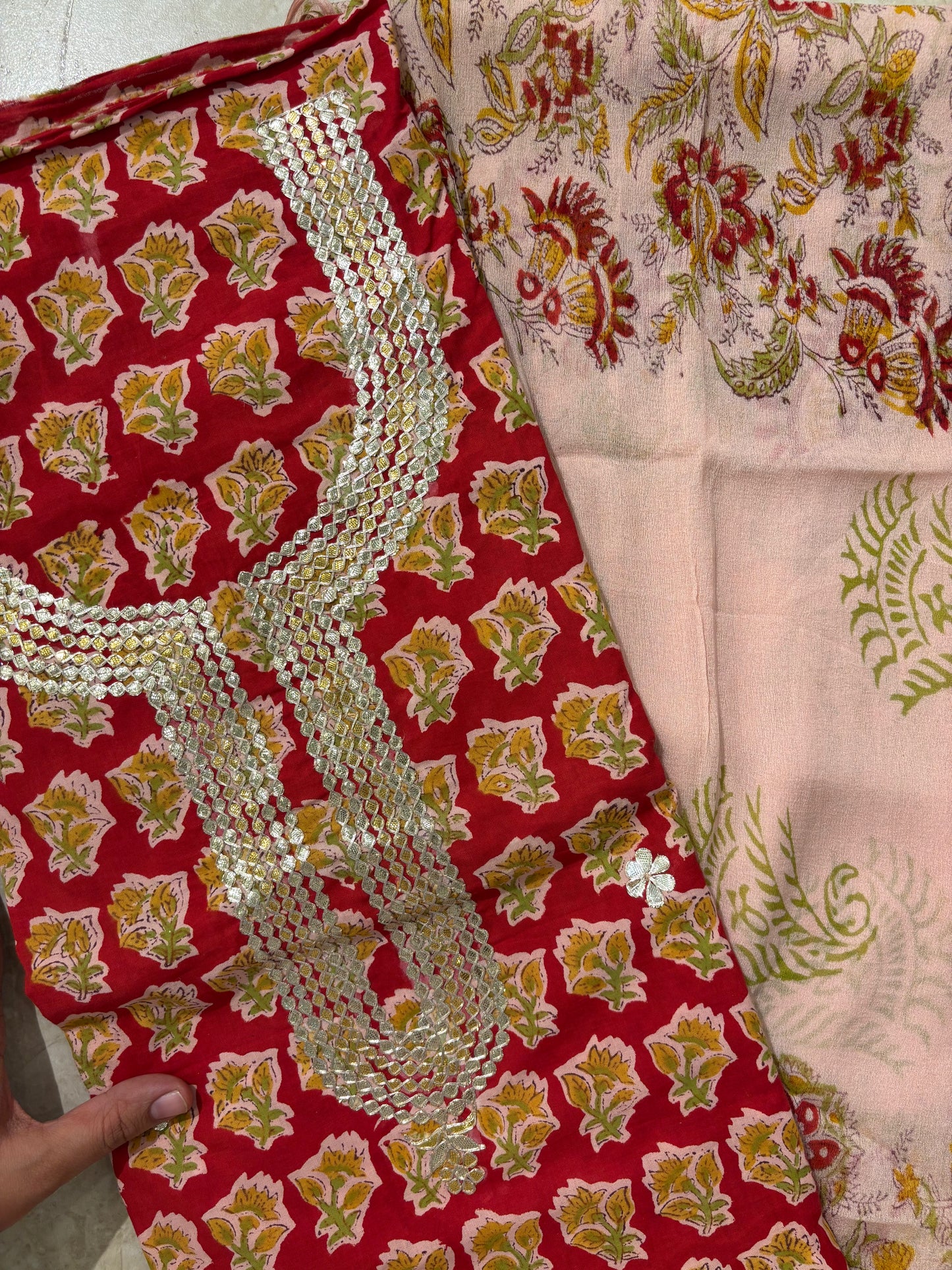 Premium Embroidered Cotton Block Printed Unstitched Suit Set