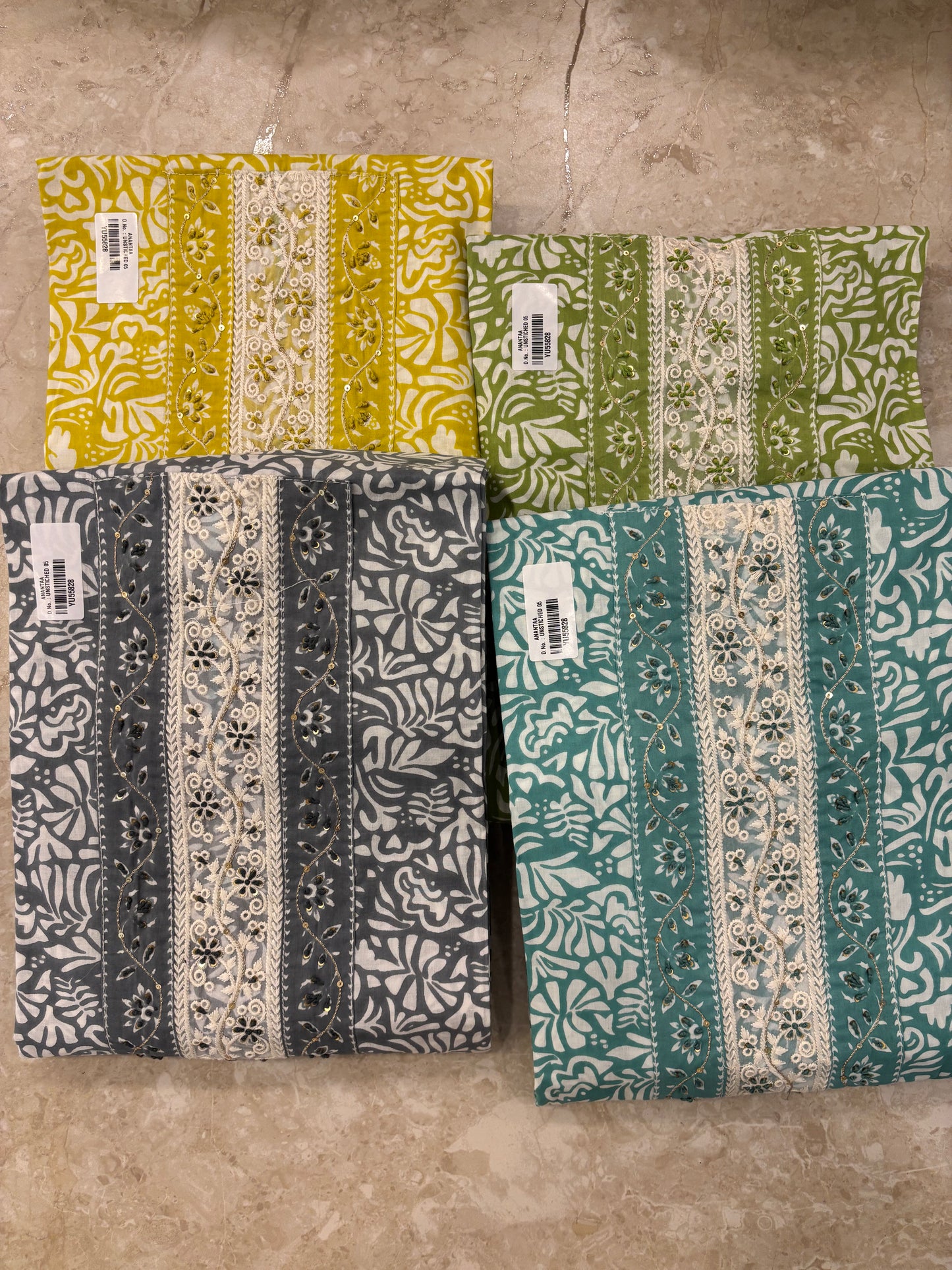 Embroidered Cotton Block Printed Unstitched Suit Set