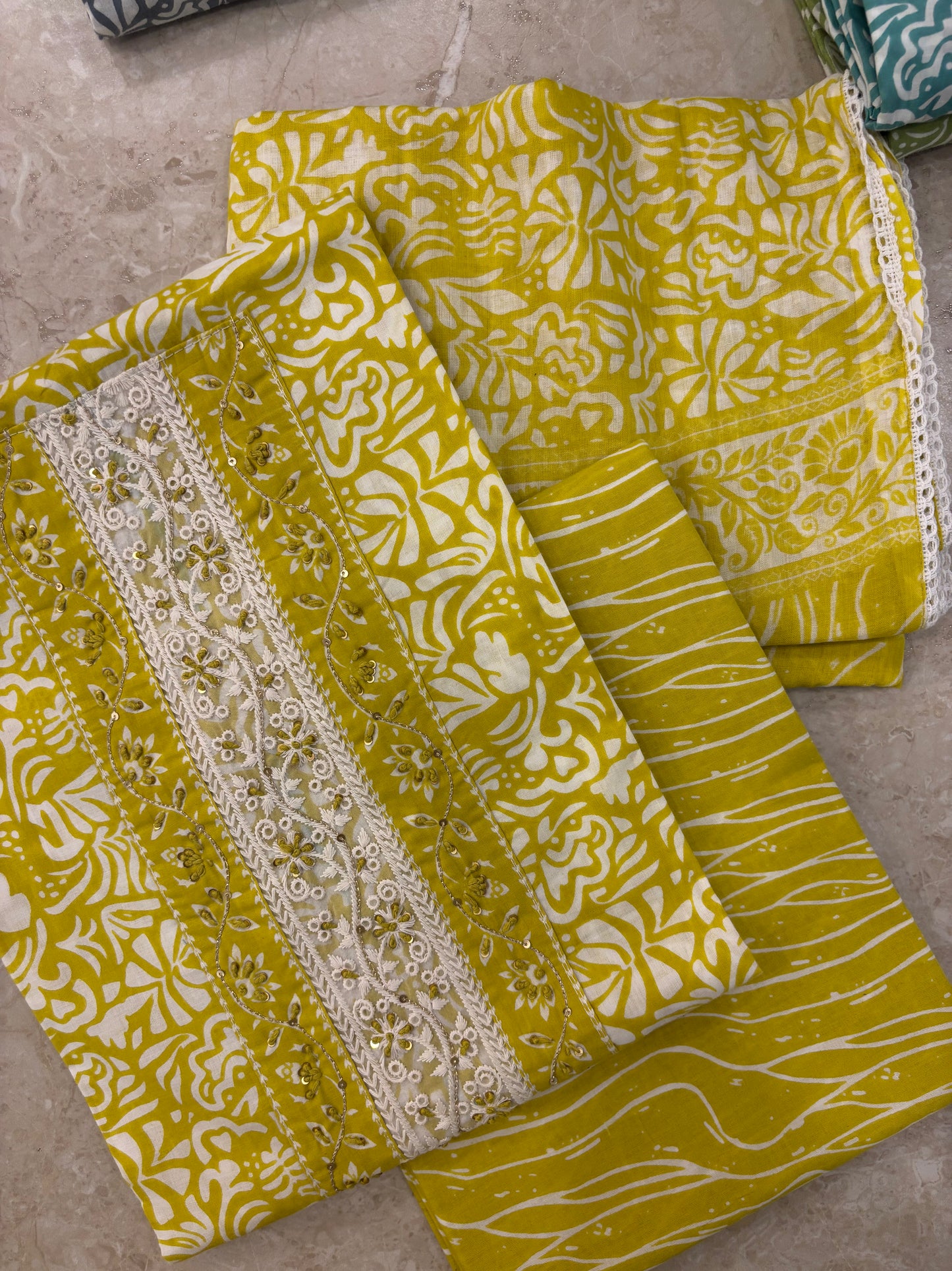 Embroidered Cotton Block Printed Unstitched Suit Set