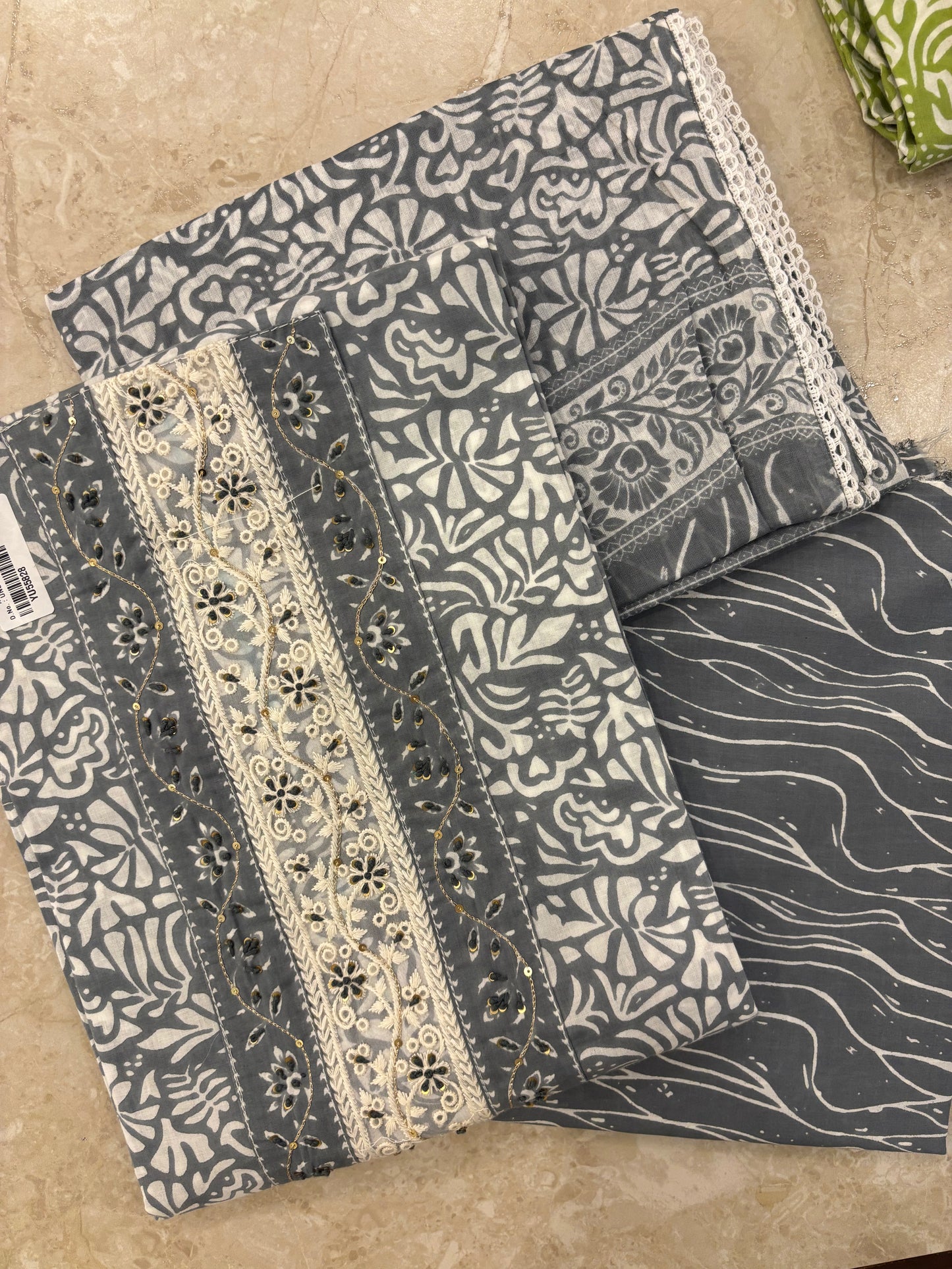 Embroidered Cotton Block Printed Unstitched Suit Set