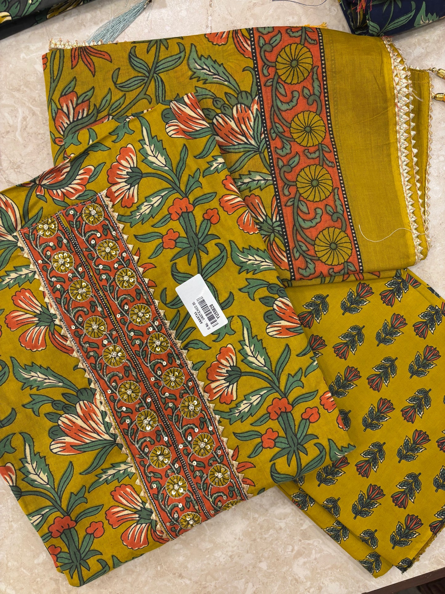 Embroidered Cotton Block Printed Unstitched Suit Set