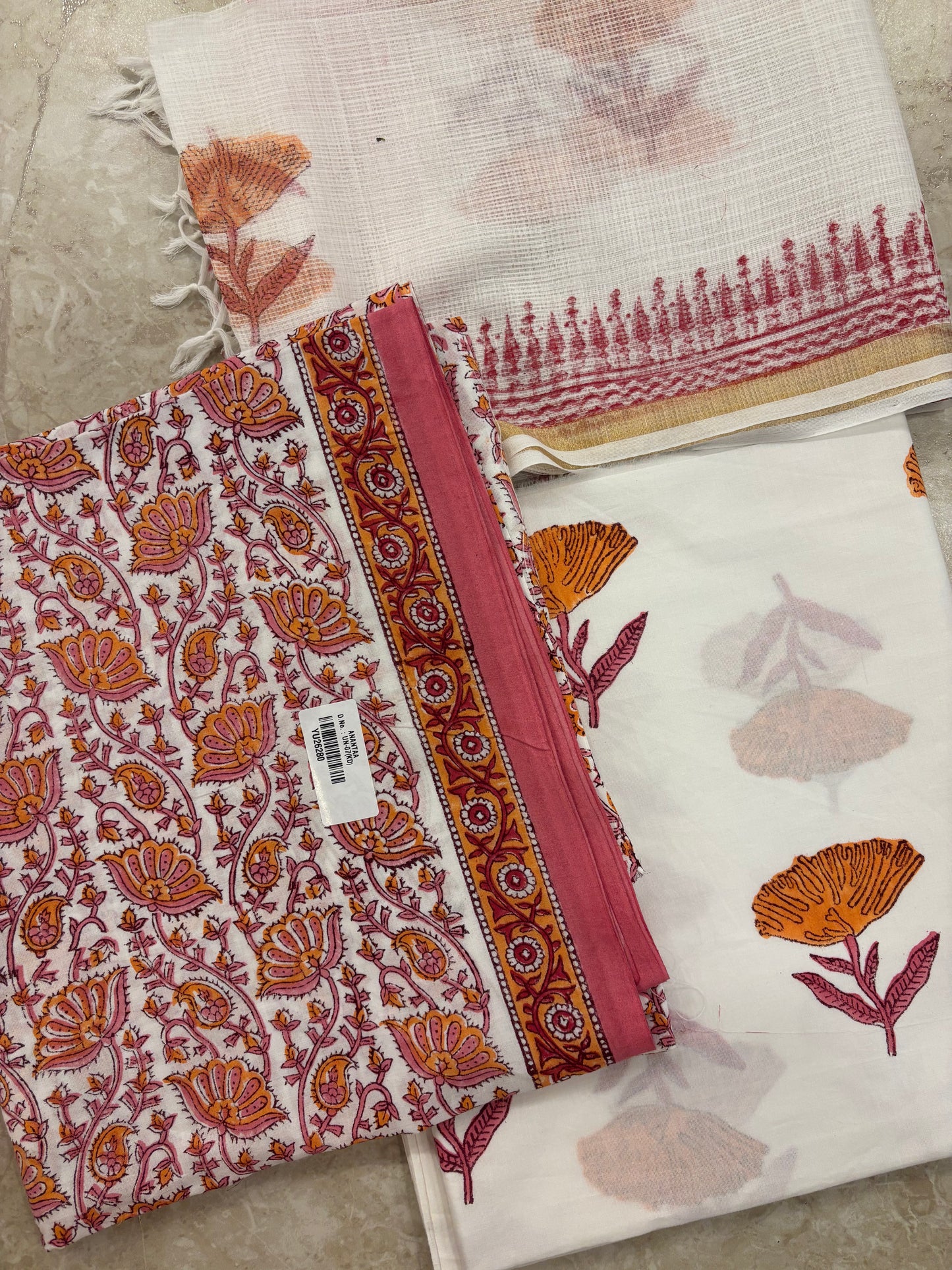 Kota Doriya Dupatta Cotton Block Printed Unstitched Suit Set