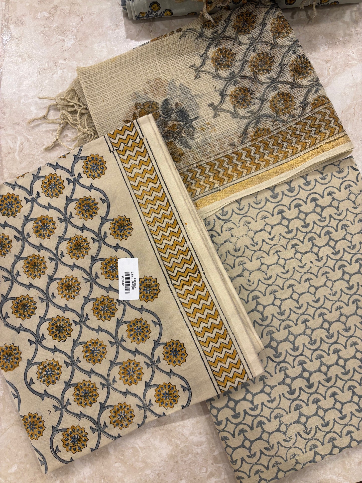 Kota Doriya Dupatta Cotton Block Printed Unstitched Suit Set