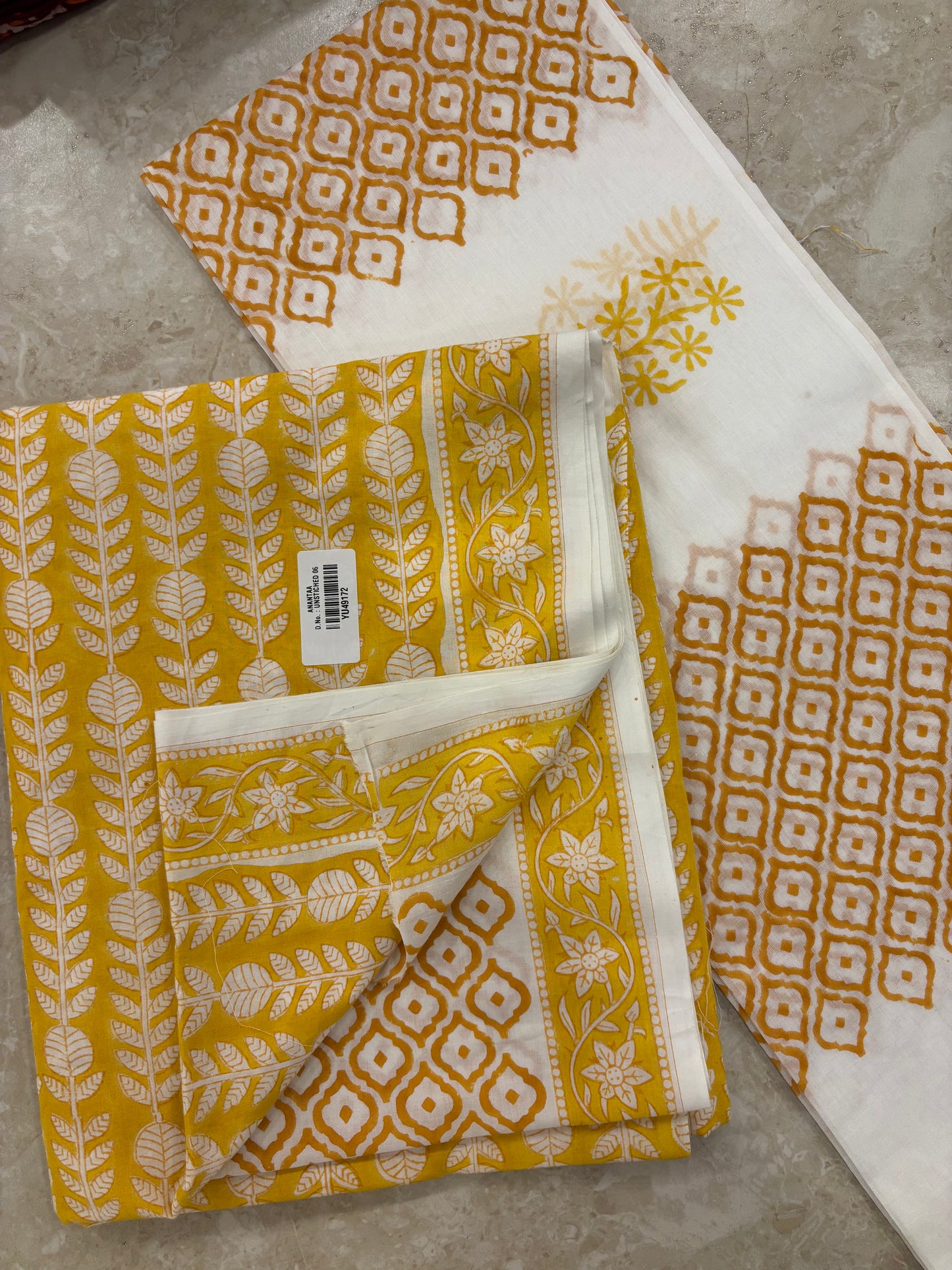 Cotton Block Printed Unstitched Suit Set