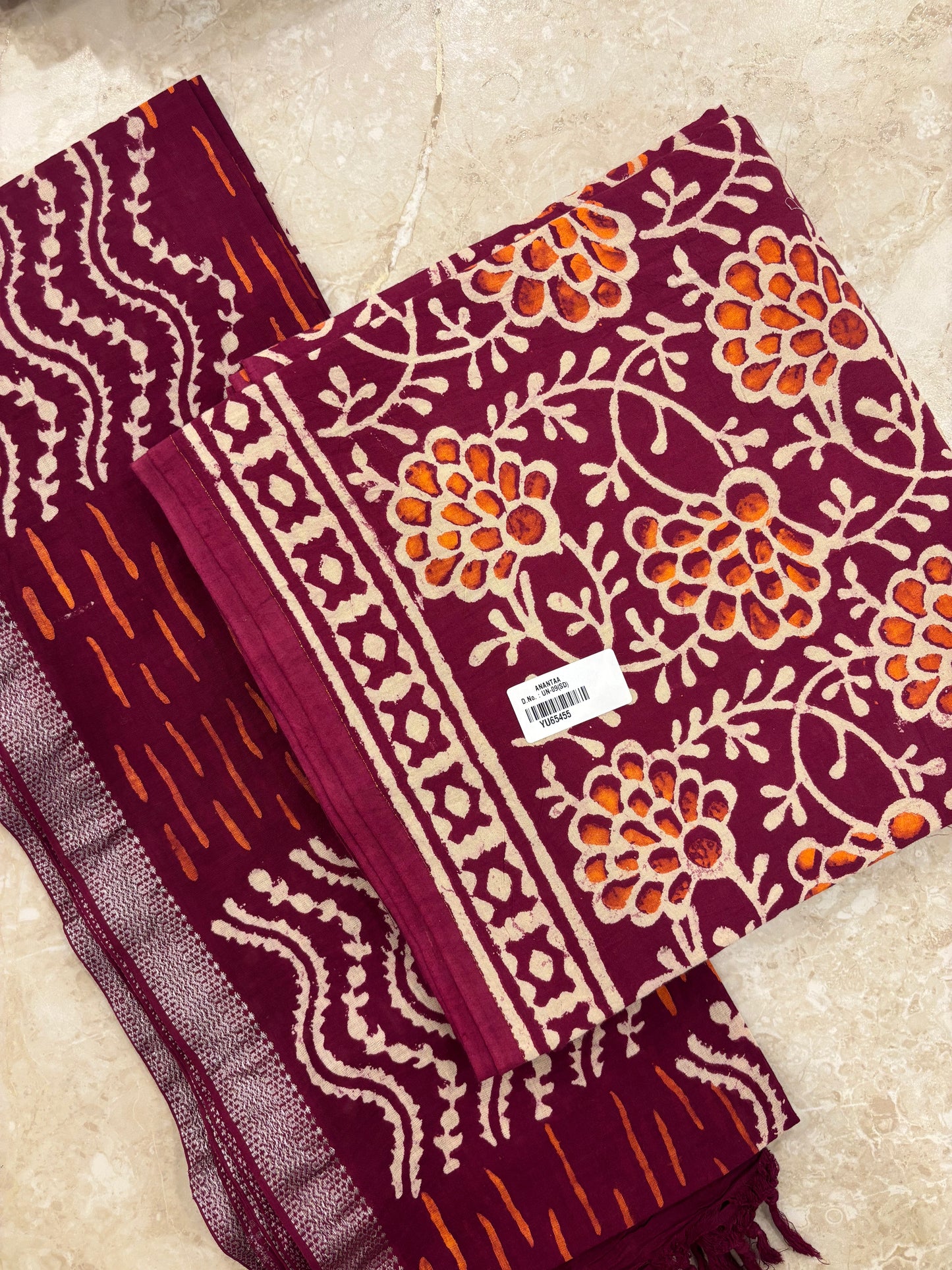Cotton Block Printed Unstitched Suit Set