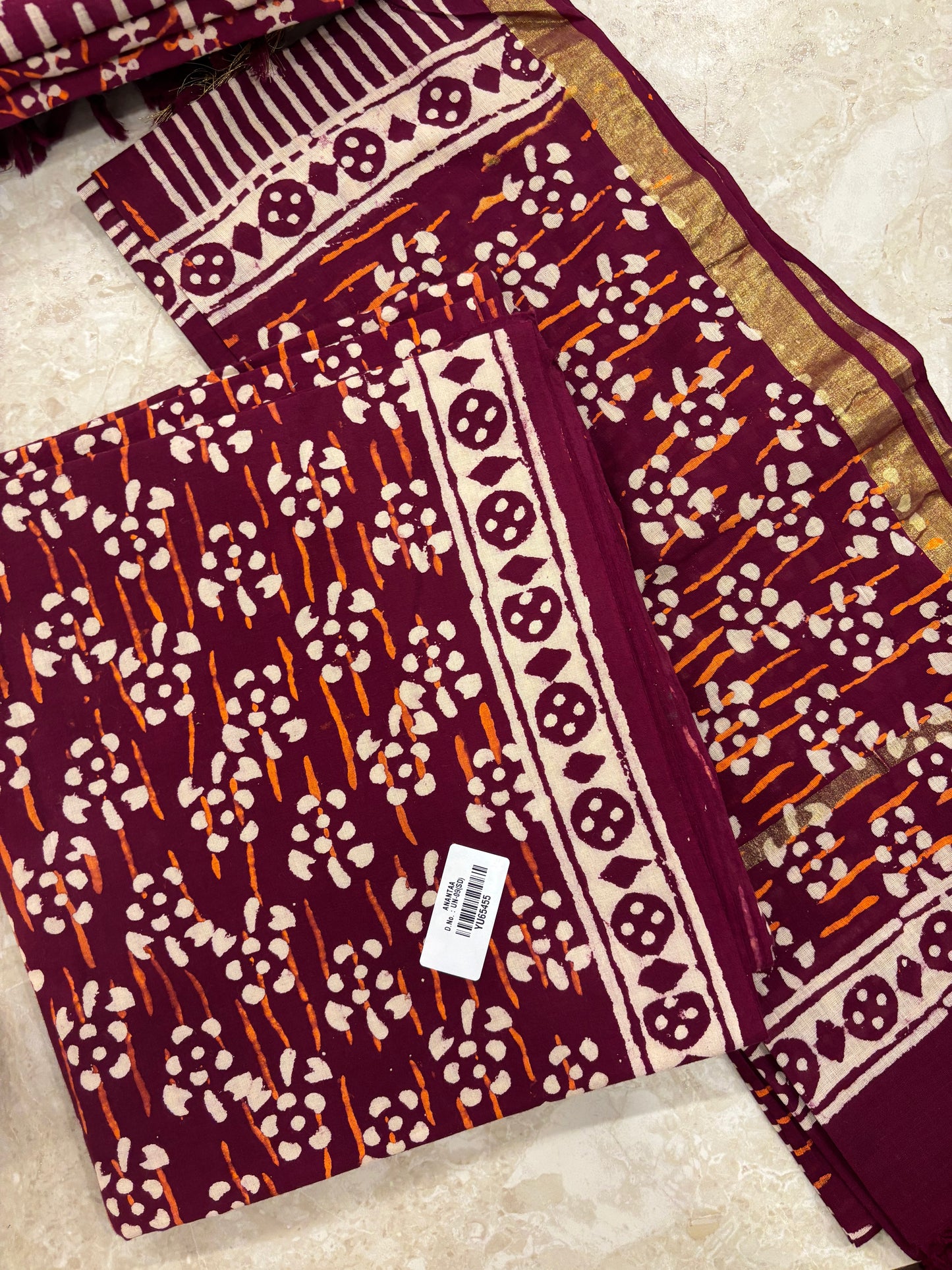 Cotton Block Printed Unstitched Suit Set