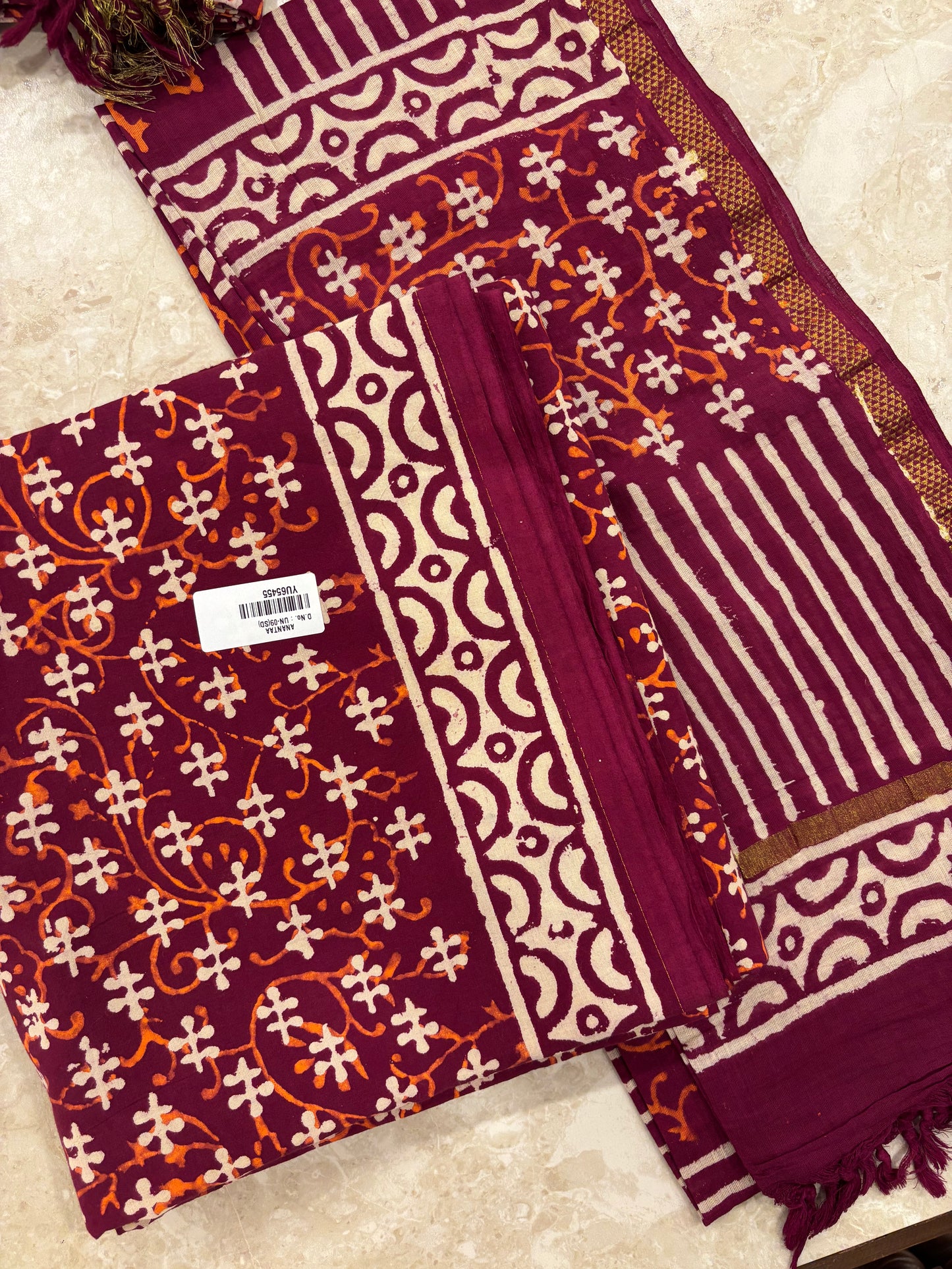 Cotton Block Printed Unstitched Suit Set