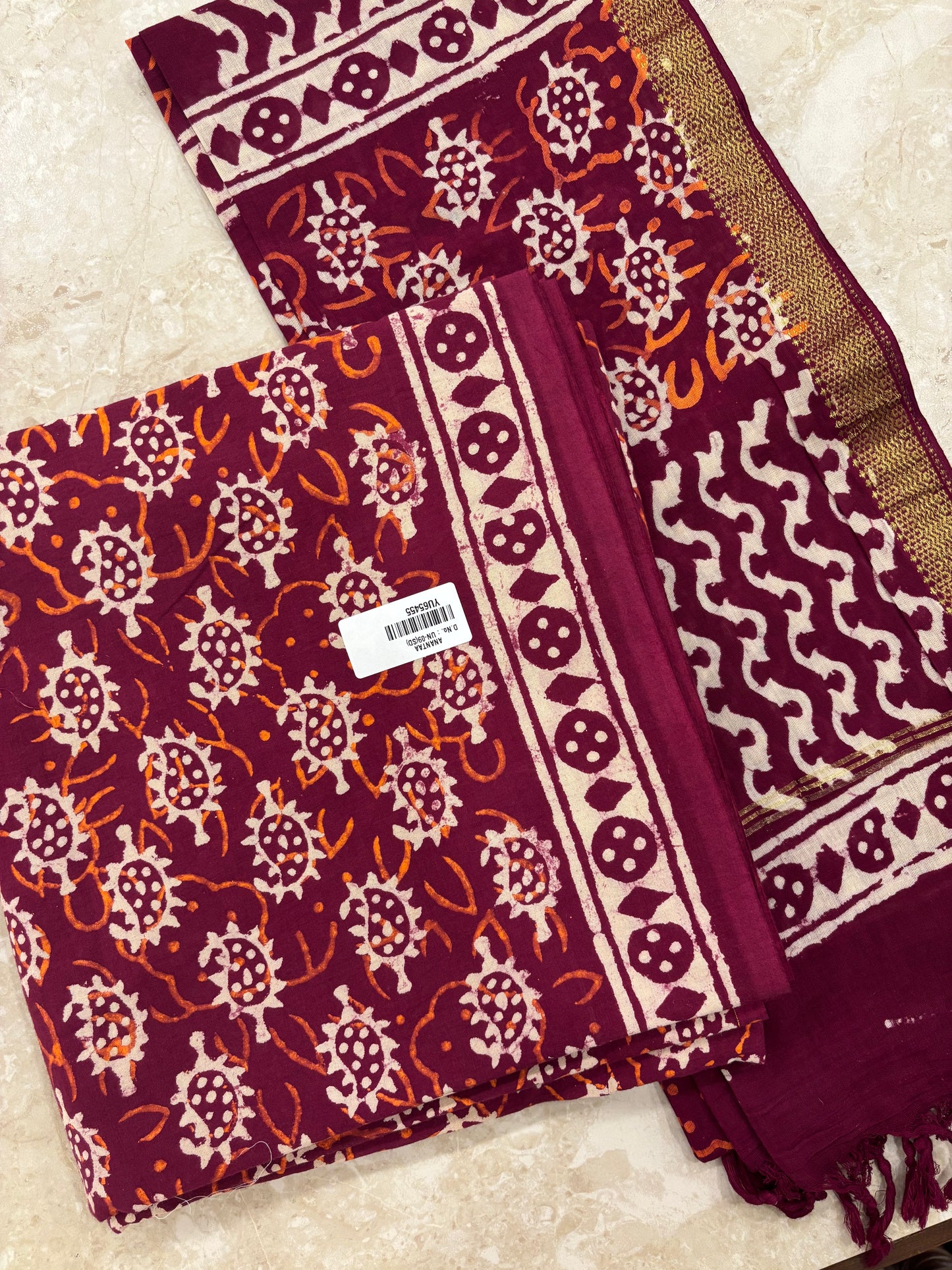 Cotton Block Printed Unstitched Suit Set