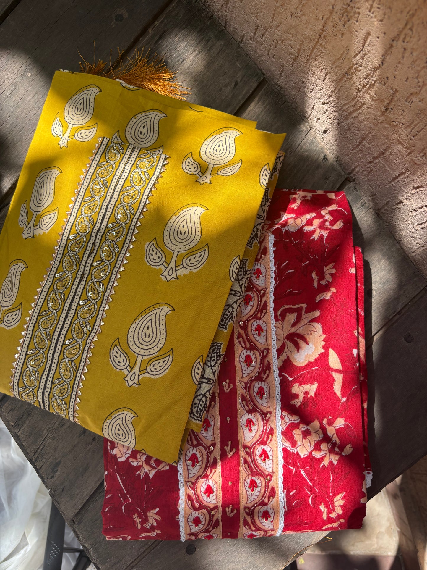 Embroidered Cotton Block Printed Unstitched Suit Set