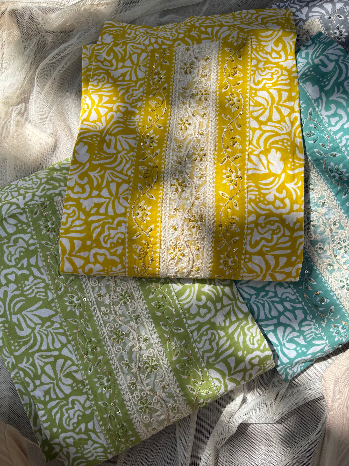 Embroidered Cotton Block Printed Unstitched Suit Set