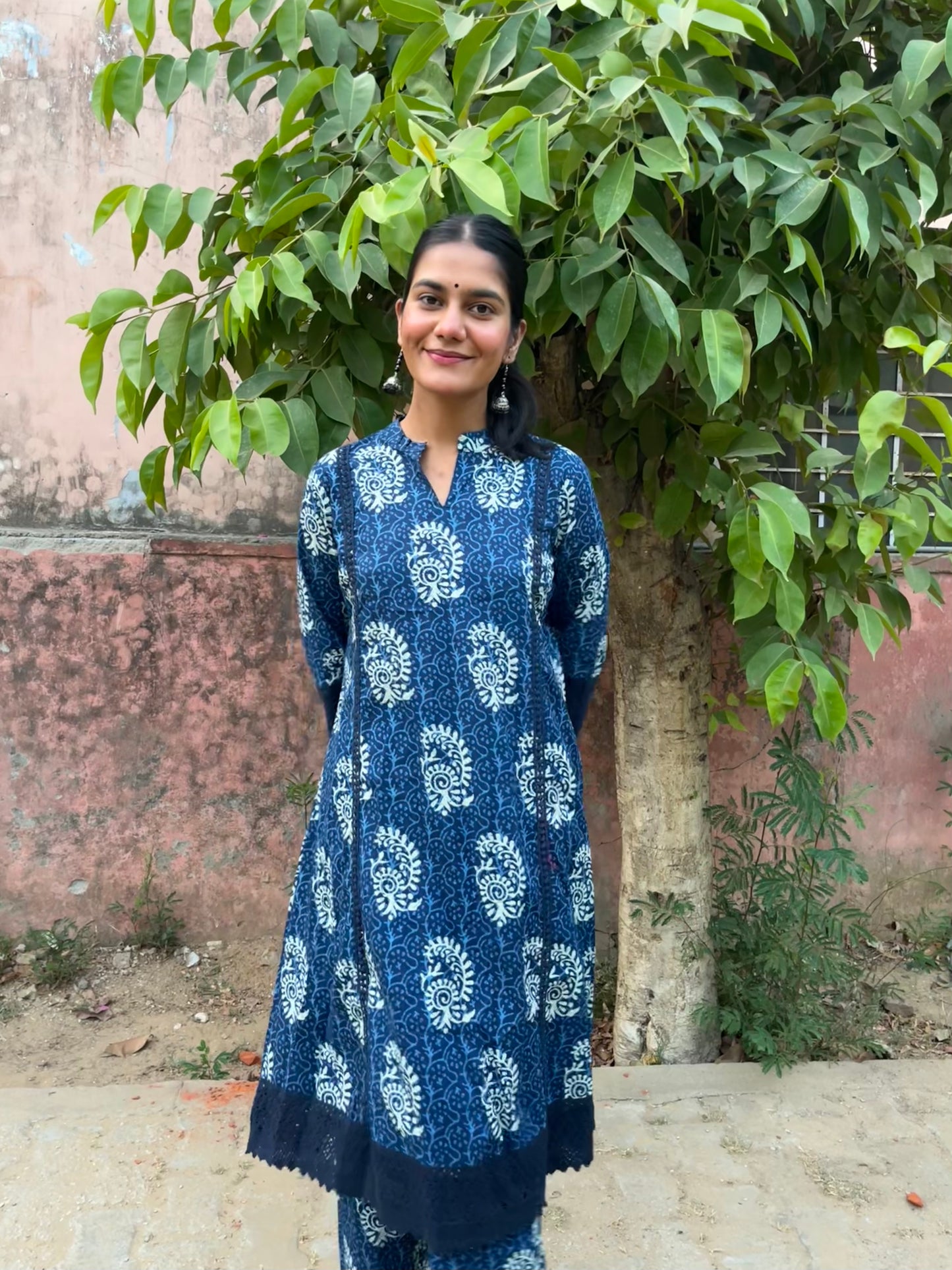 Indigo Floral Printed Cotton Co-ord Set