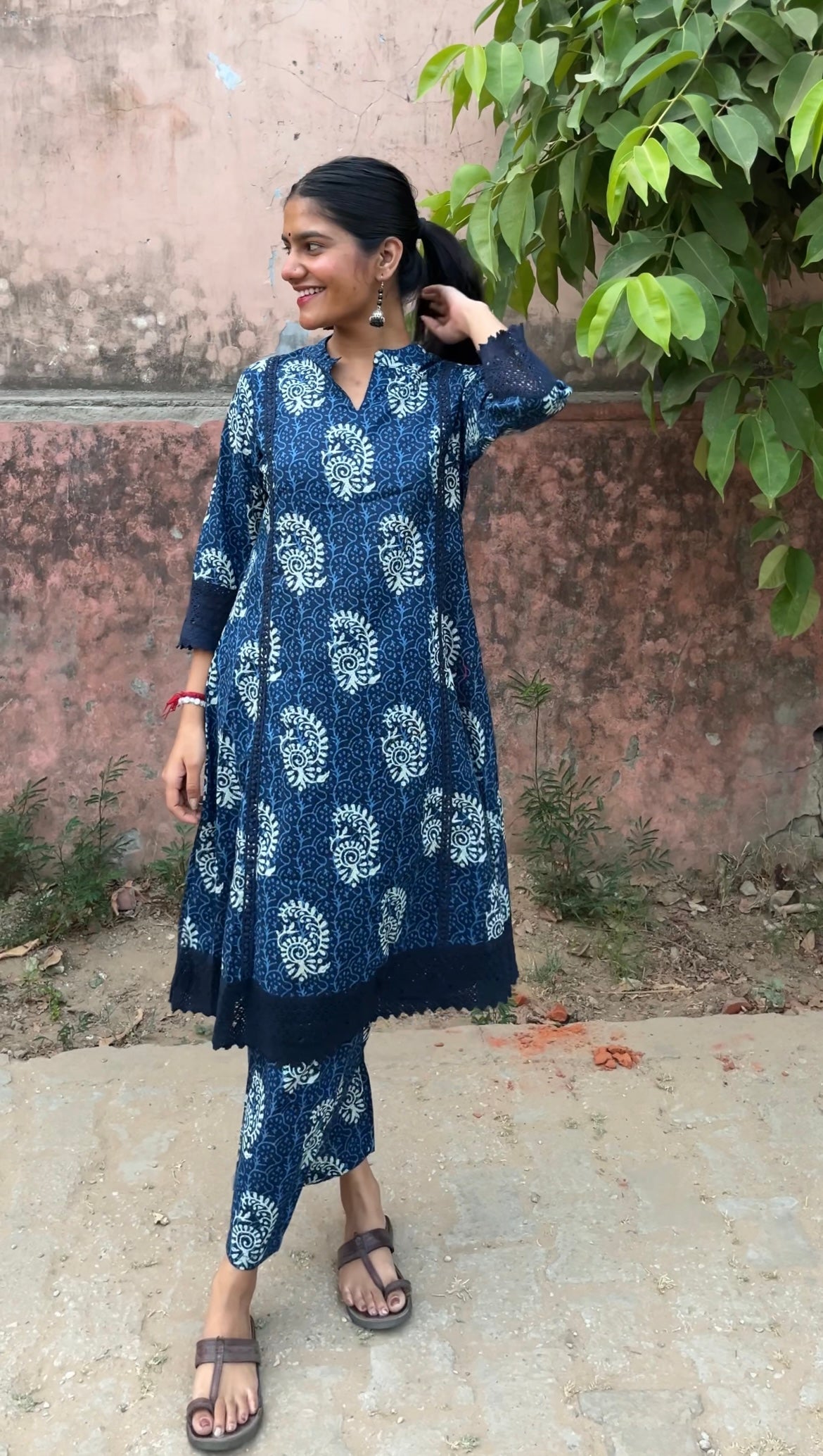 Indigo Floral Printed Cotton Co-ord Set